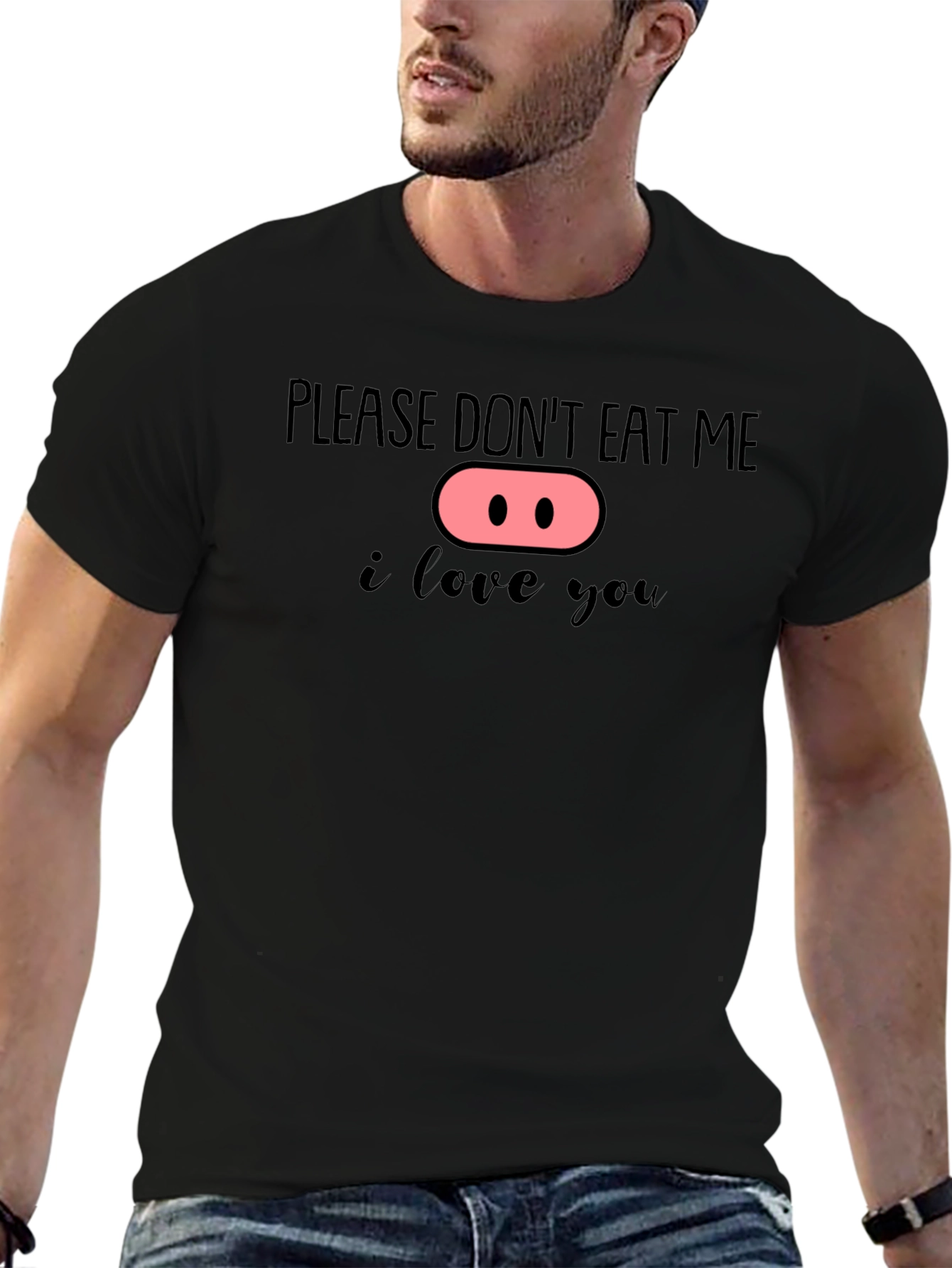 Please Dont Eat Me Funny Pig Nose Graphic Tee