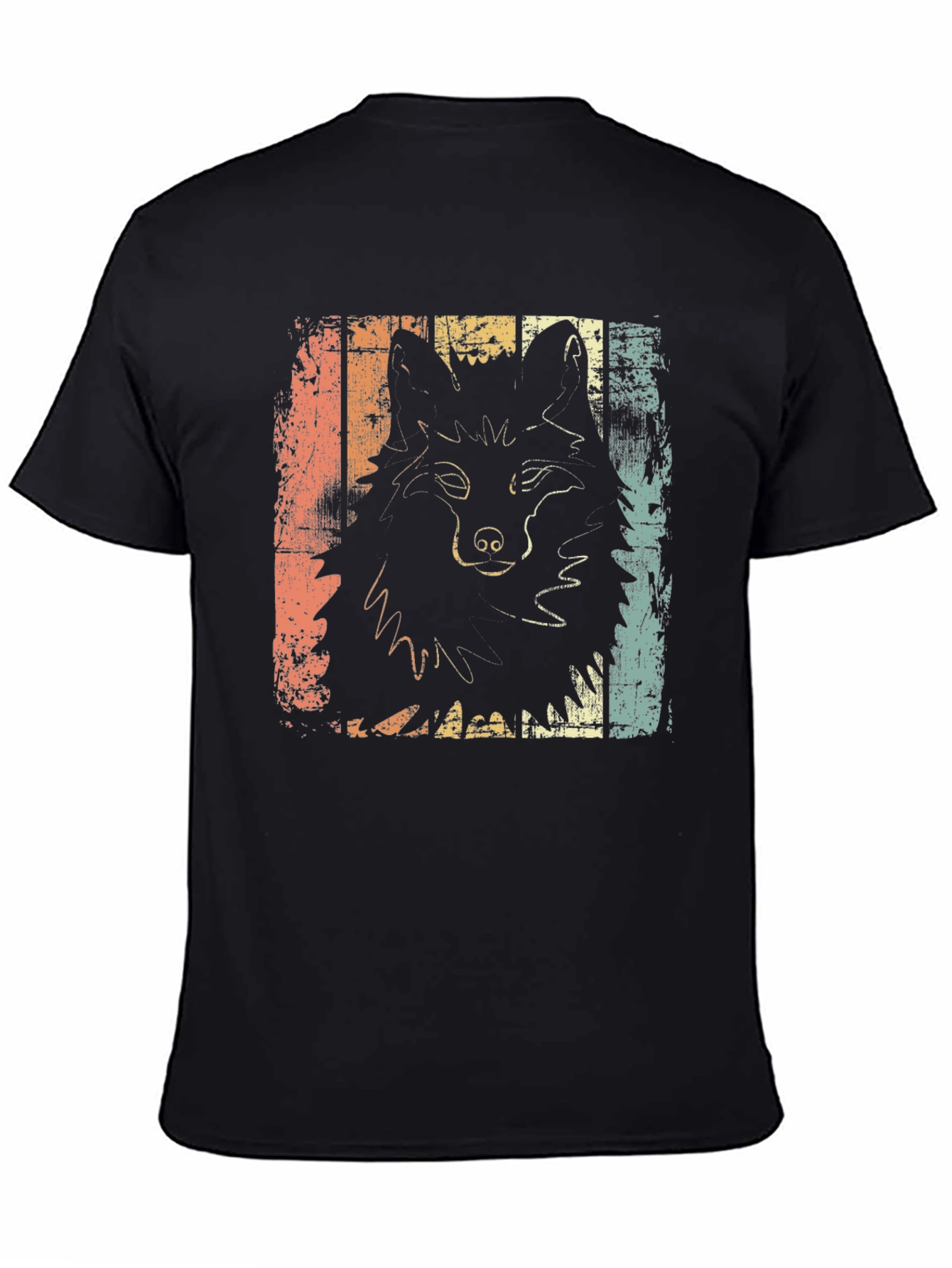 Retro Wolf Graphic Tee - Distressed Style