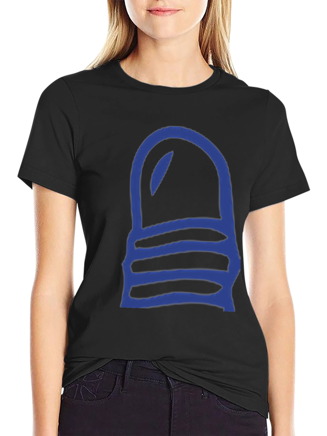 Blue Striped Lightbulb Graphic Black Tee