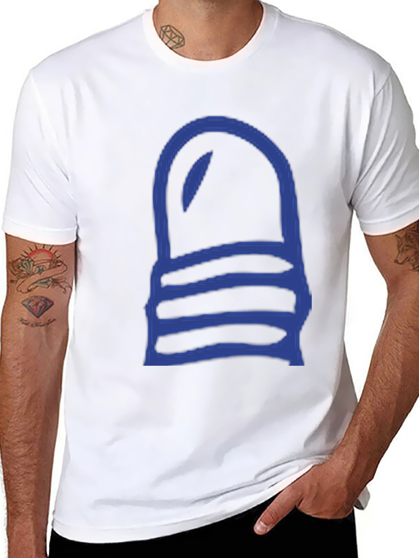 Blue Striped Lightbulb Graphic Black Tee