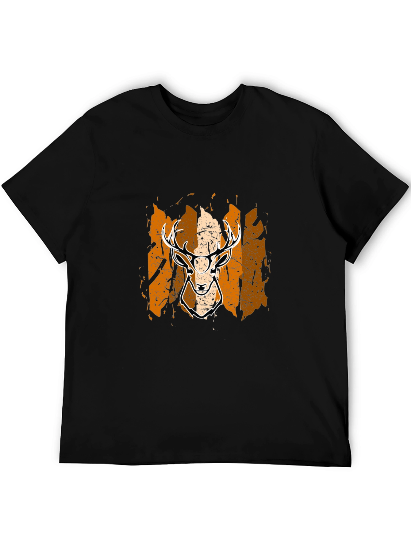 Deer Graphic Tee - Black Cotton Blend Casual Shirt
