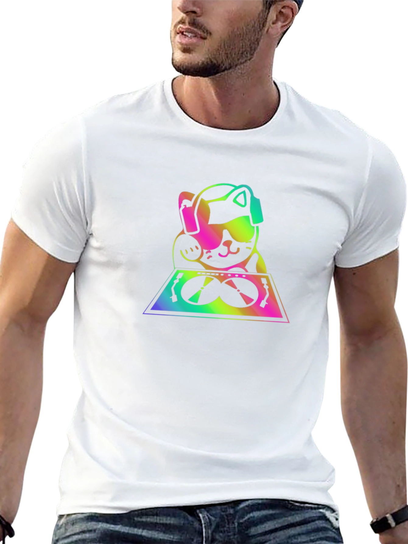 DJ Lucky Cat Graphic Tee - Black T-Shirt