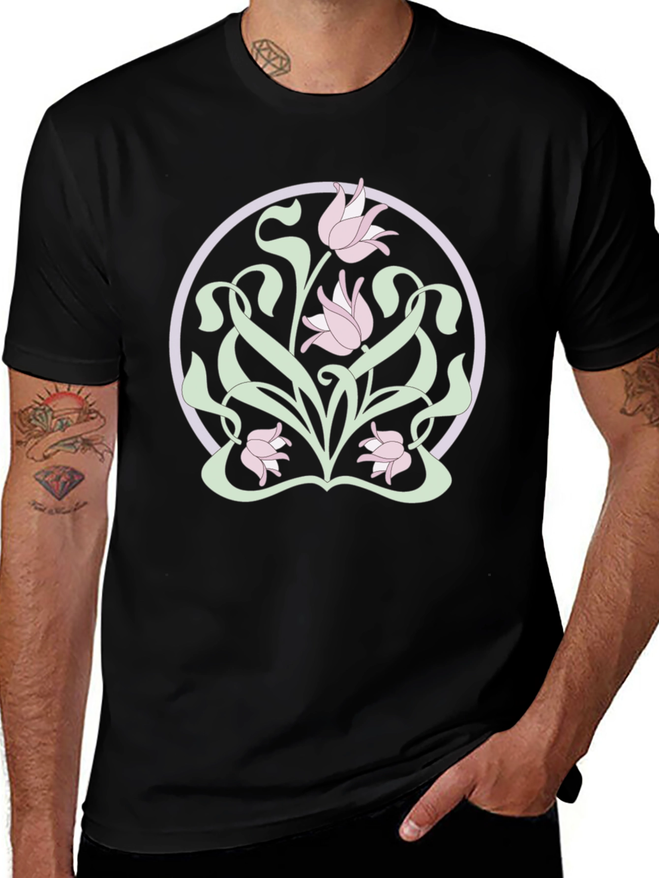 Floral Art Nouveau T-Shirt - Stylish Graphic Tee
