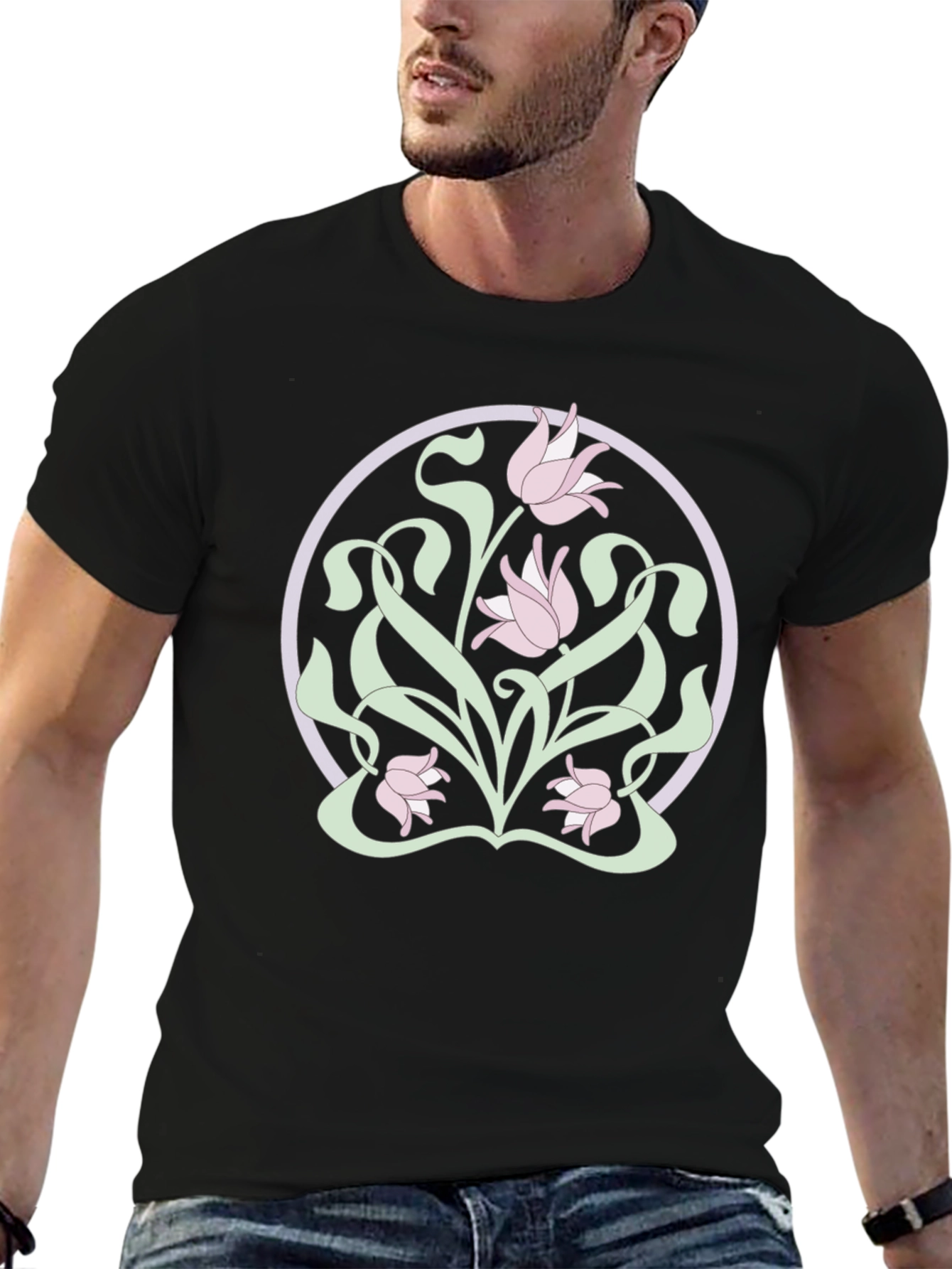 Floral Art Nouveau T-Shirt - Stylish Graphic Tee