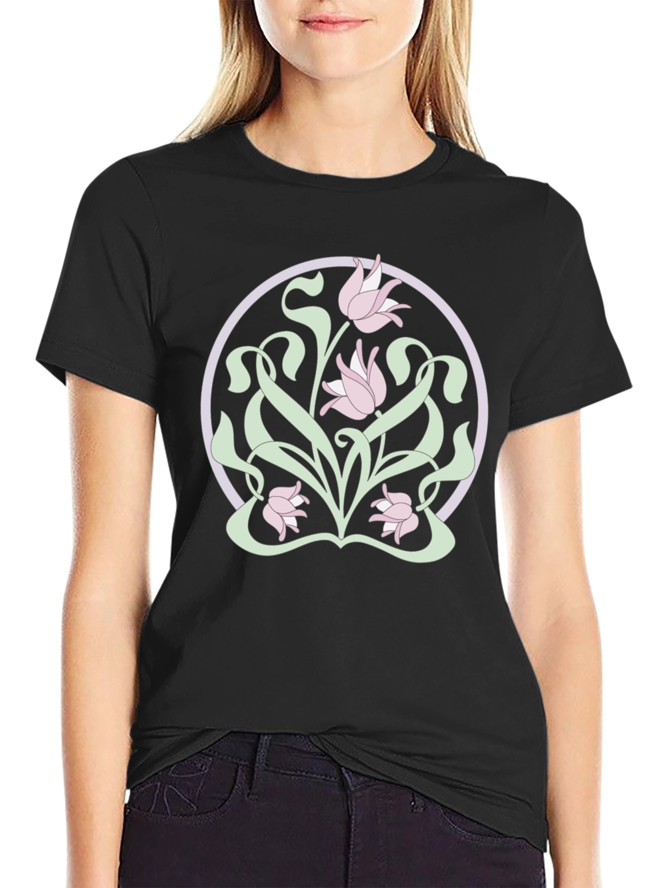 Floral Art Nouveau T-Shirt - Stylish Graphic Tee