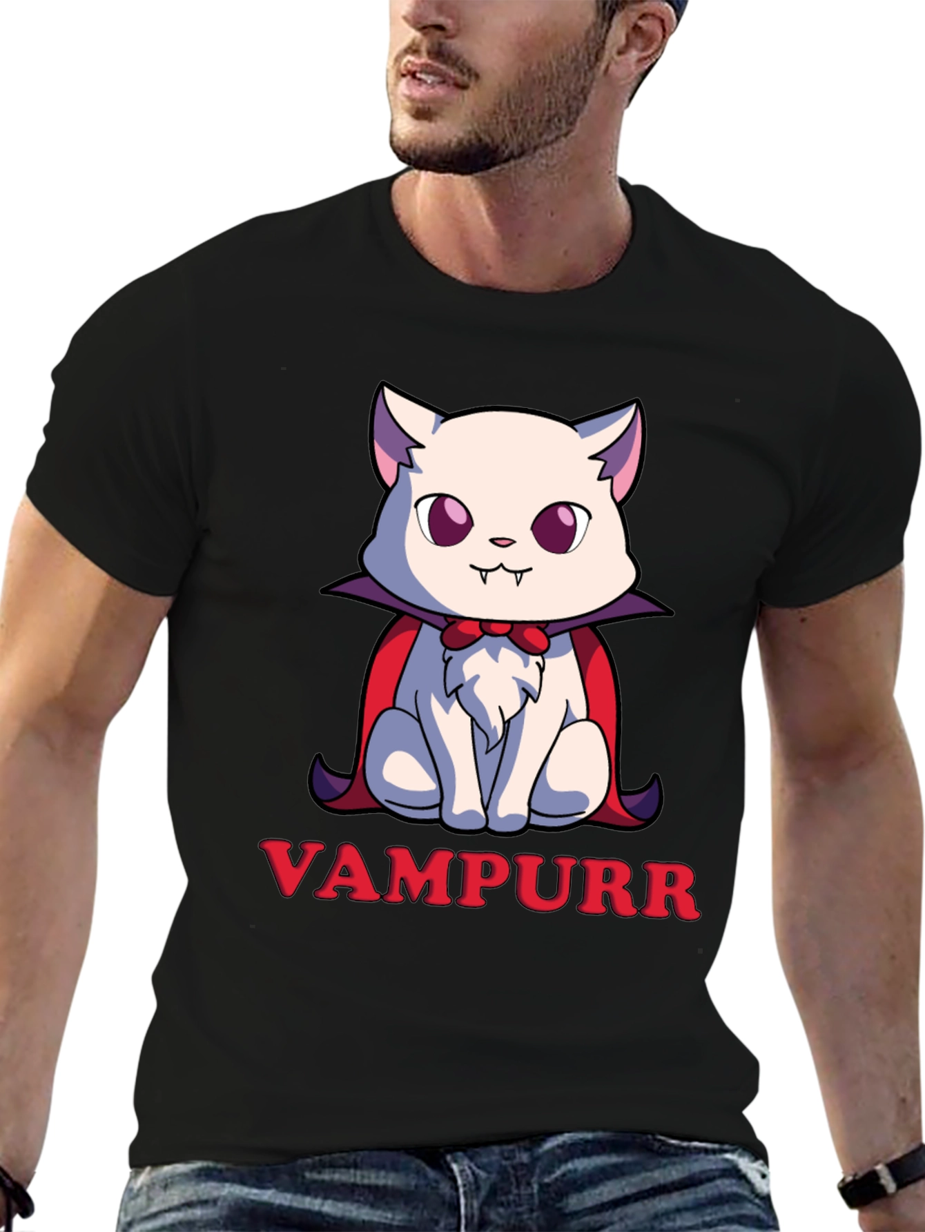 Vampurr Cat T-Shirt - Spooky Cute Halloween Tee