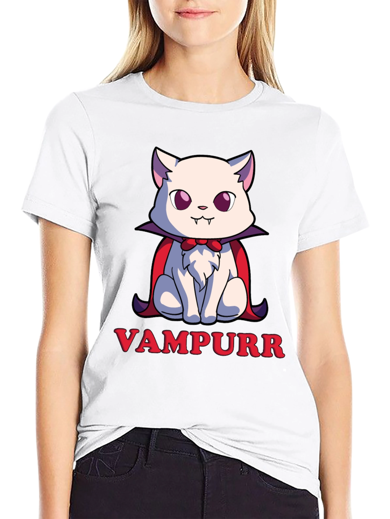 Vampurr Cat T-Shirt - Spooky Cute Halloween Tee