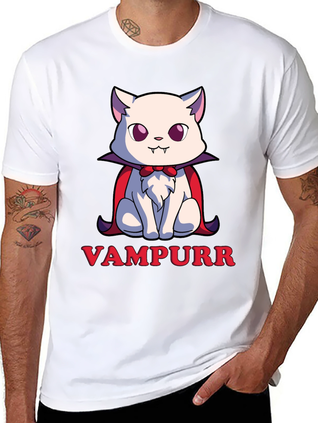 Vampurr Cat T-Shirt - Spooky Cute Halloween Tee