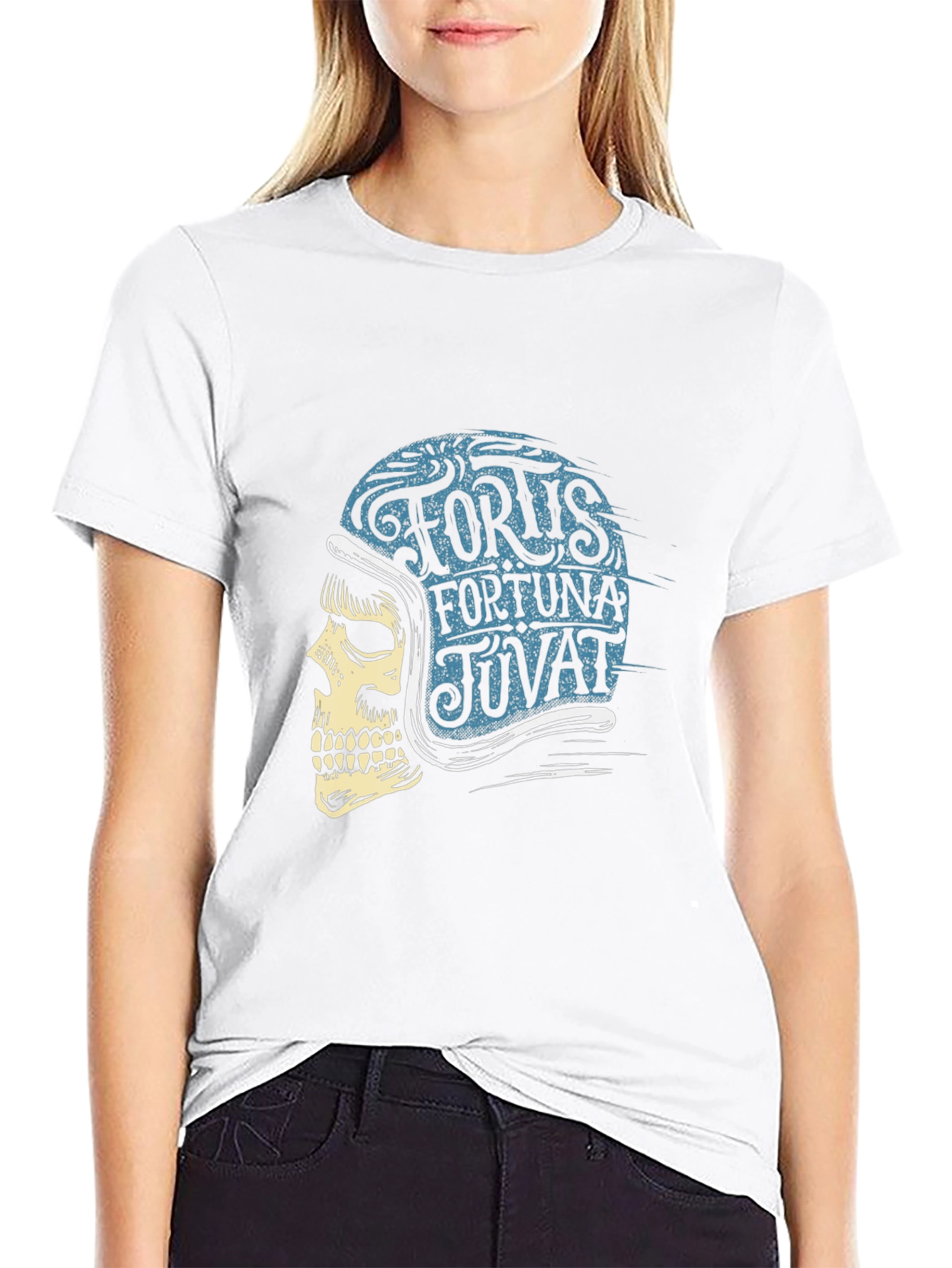 Skull Helmet T-Shirt: Fortis Fortuna Iuvat Design