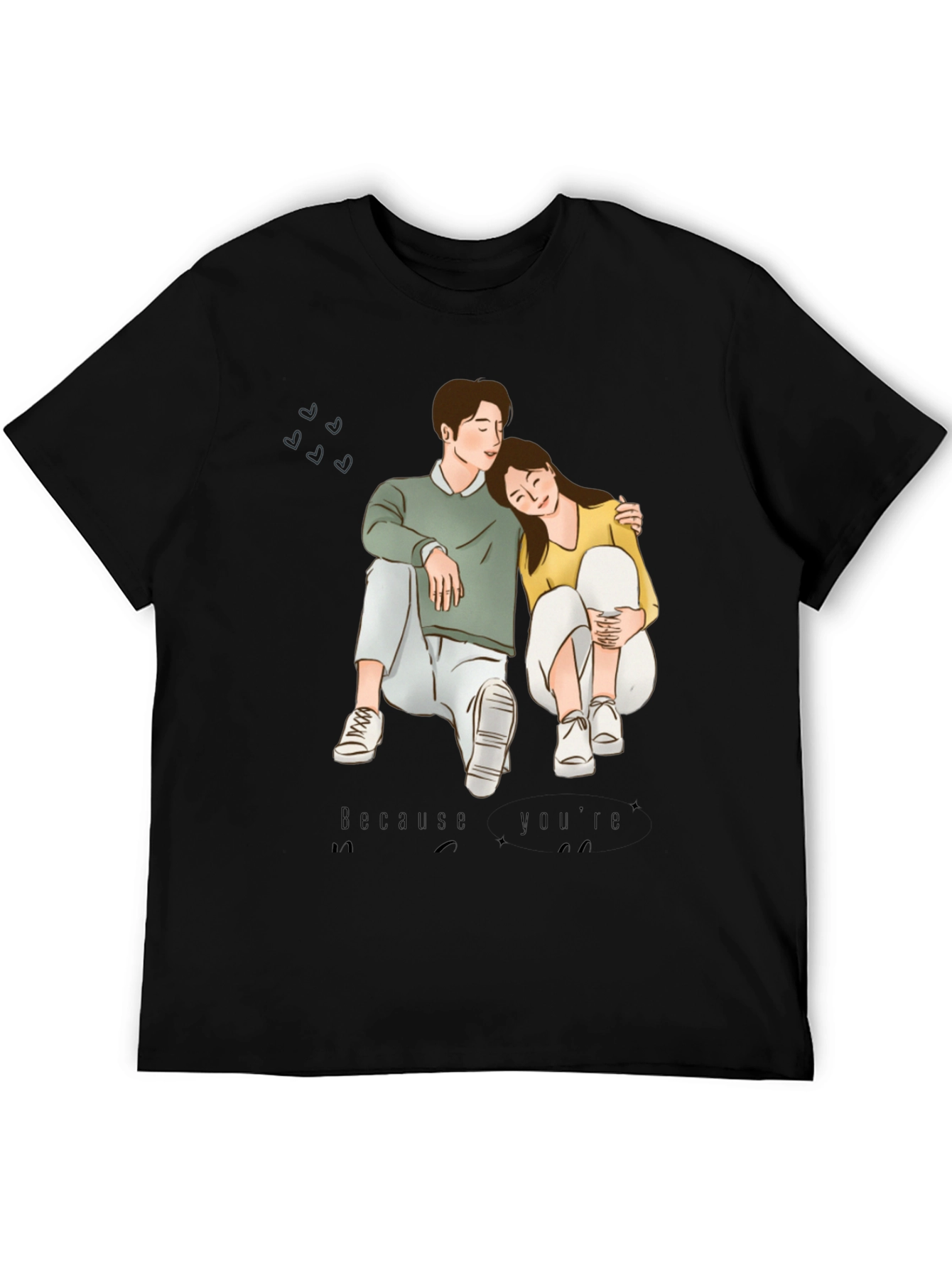 Couple Graphic Black T-Shirt