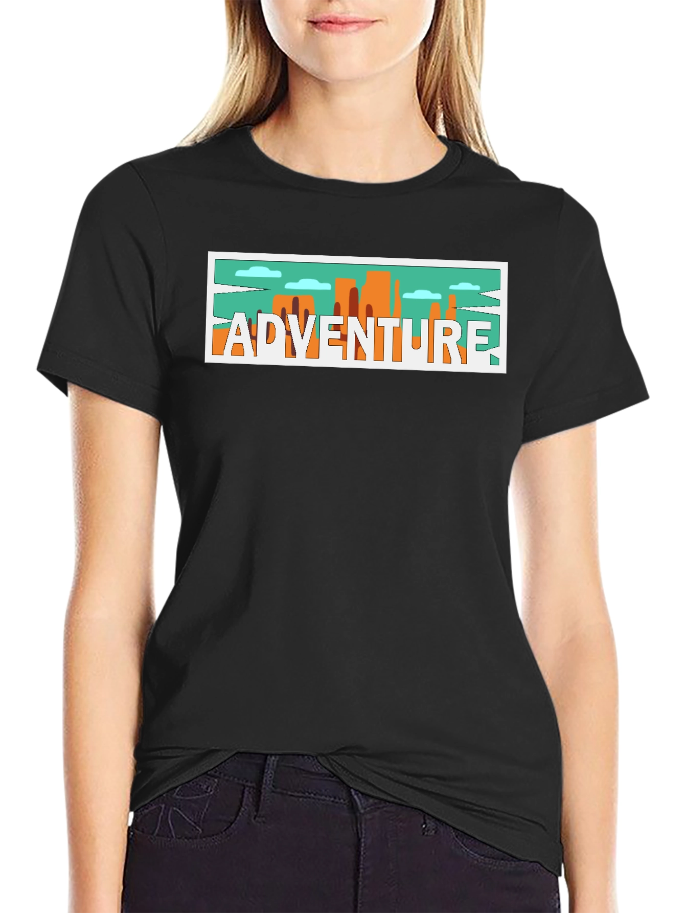 Adventure Graphic Print Black T-Shirt