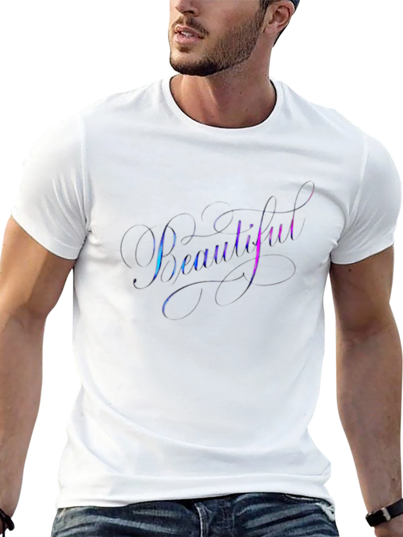 Beautiful Script Graphic Tee - Stylish Black T-Shirt