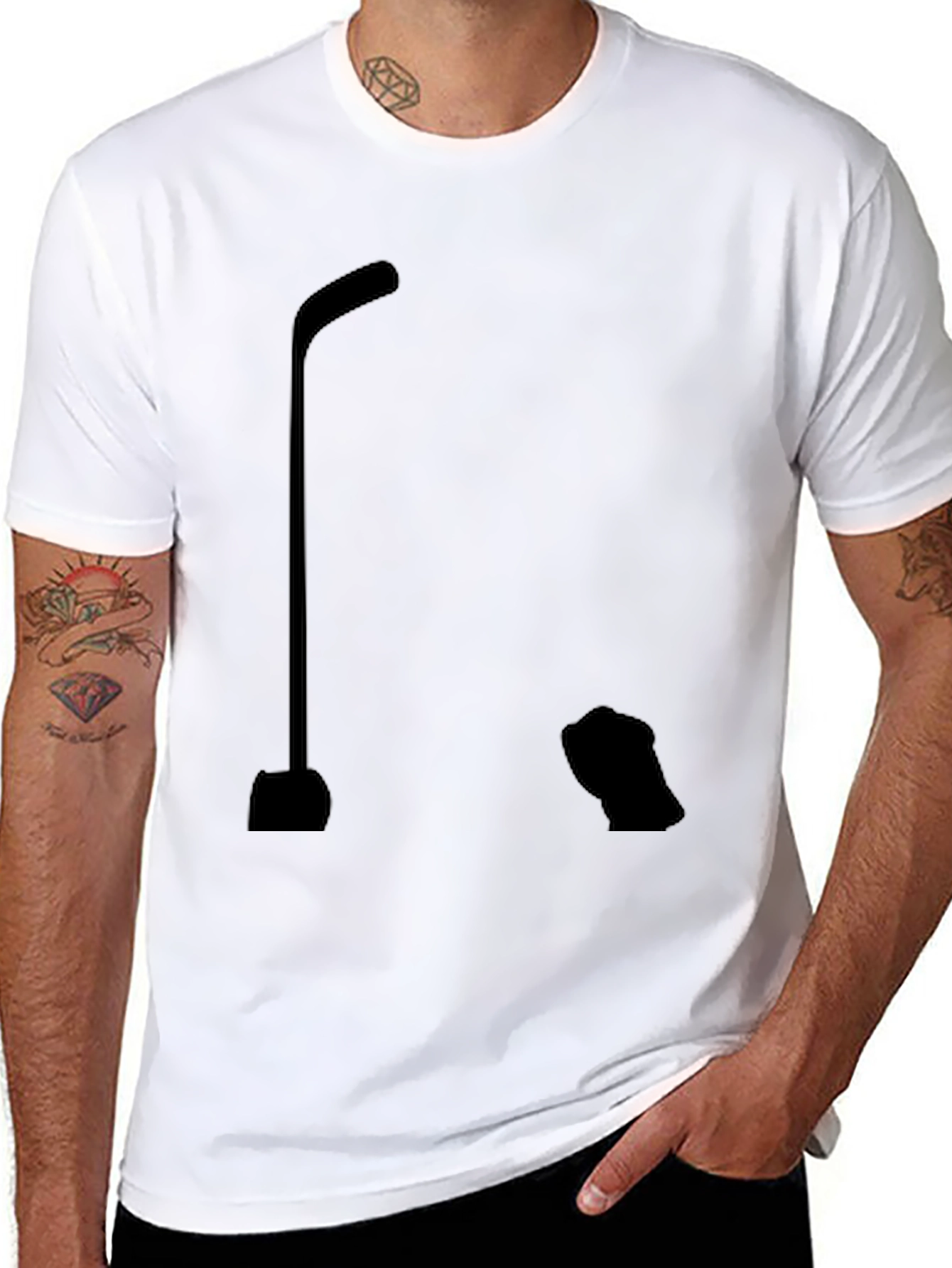 Hockey Stick Silhouette Graphic T-Shirt