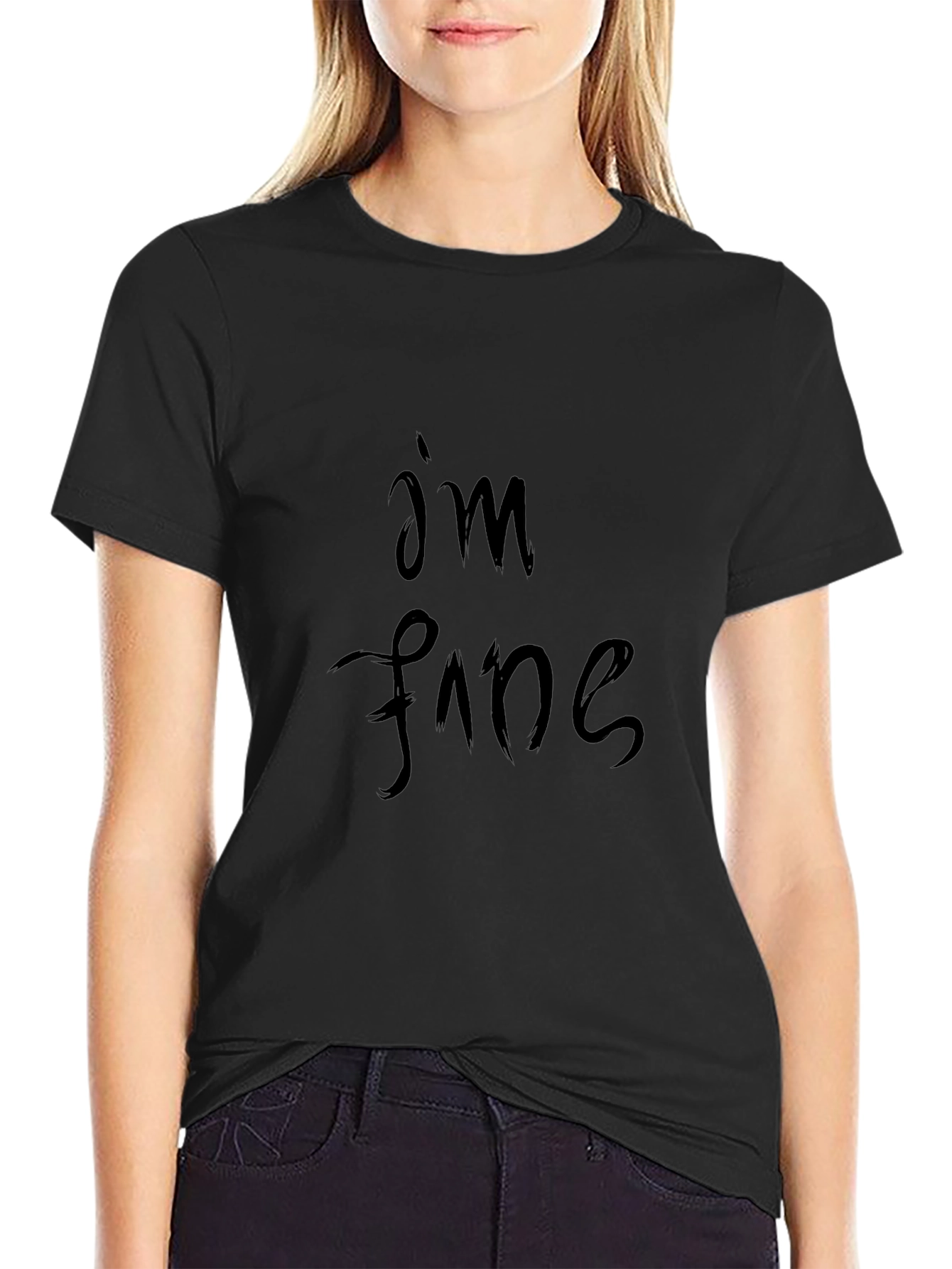 Im Fine Graphic Tee - Black Casual T-Shirt