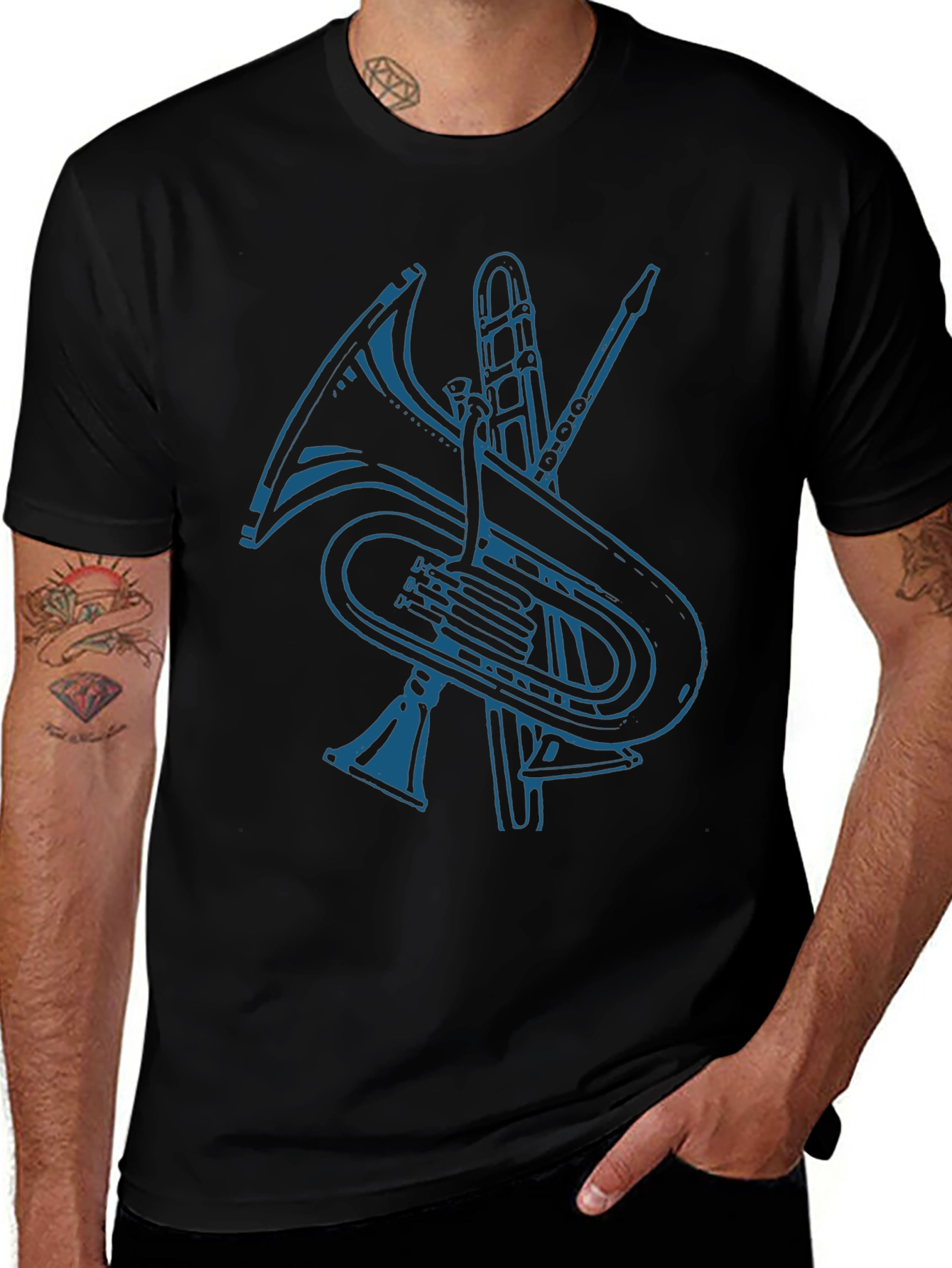 Music Instruments Graphic Tee - Black