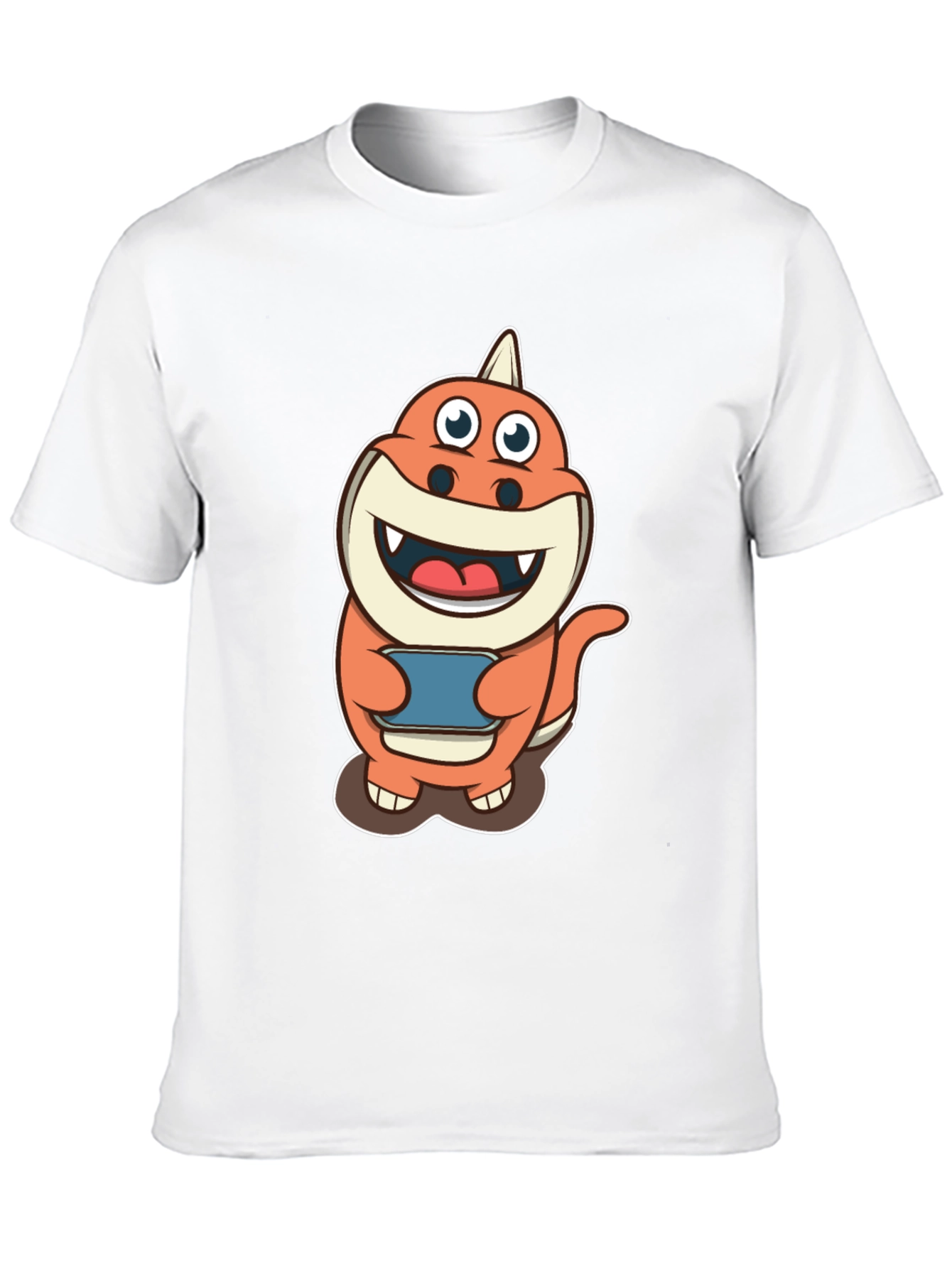 Cartoon Dino Gamer T-Shirt - Black Cotton Tee