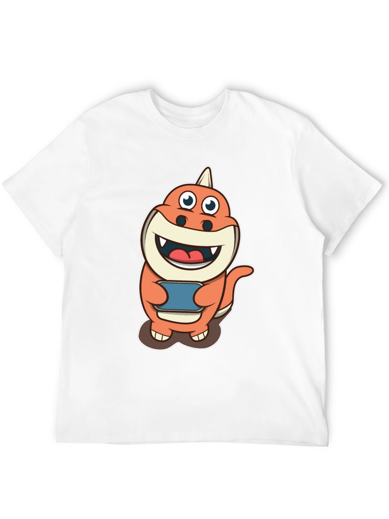 Cartoon Dino Gamer T-Shirt - Black Cotton Tee