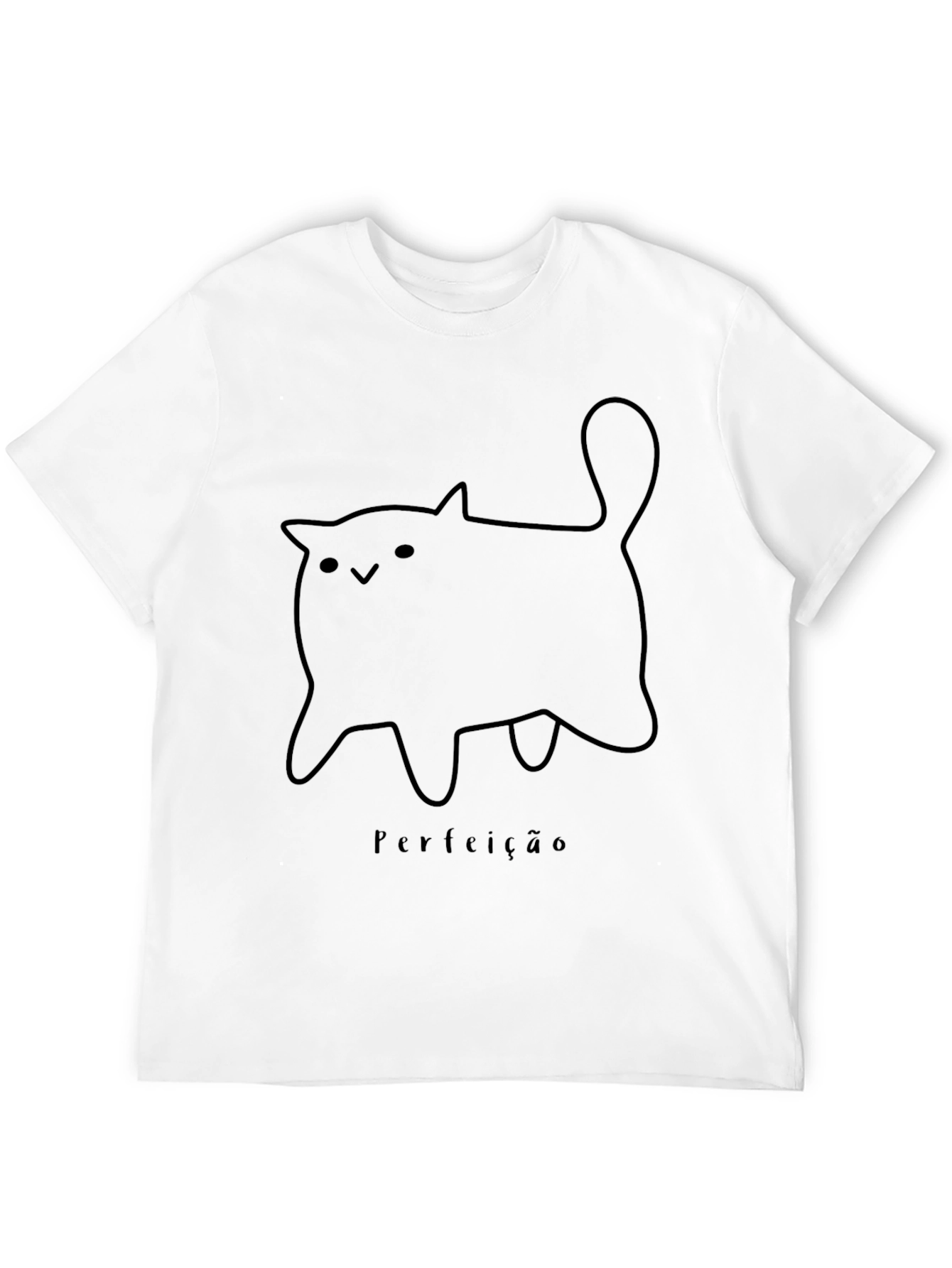 Cute Cat Outline Tee - Perfeição Slogan