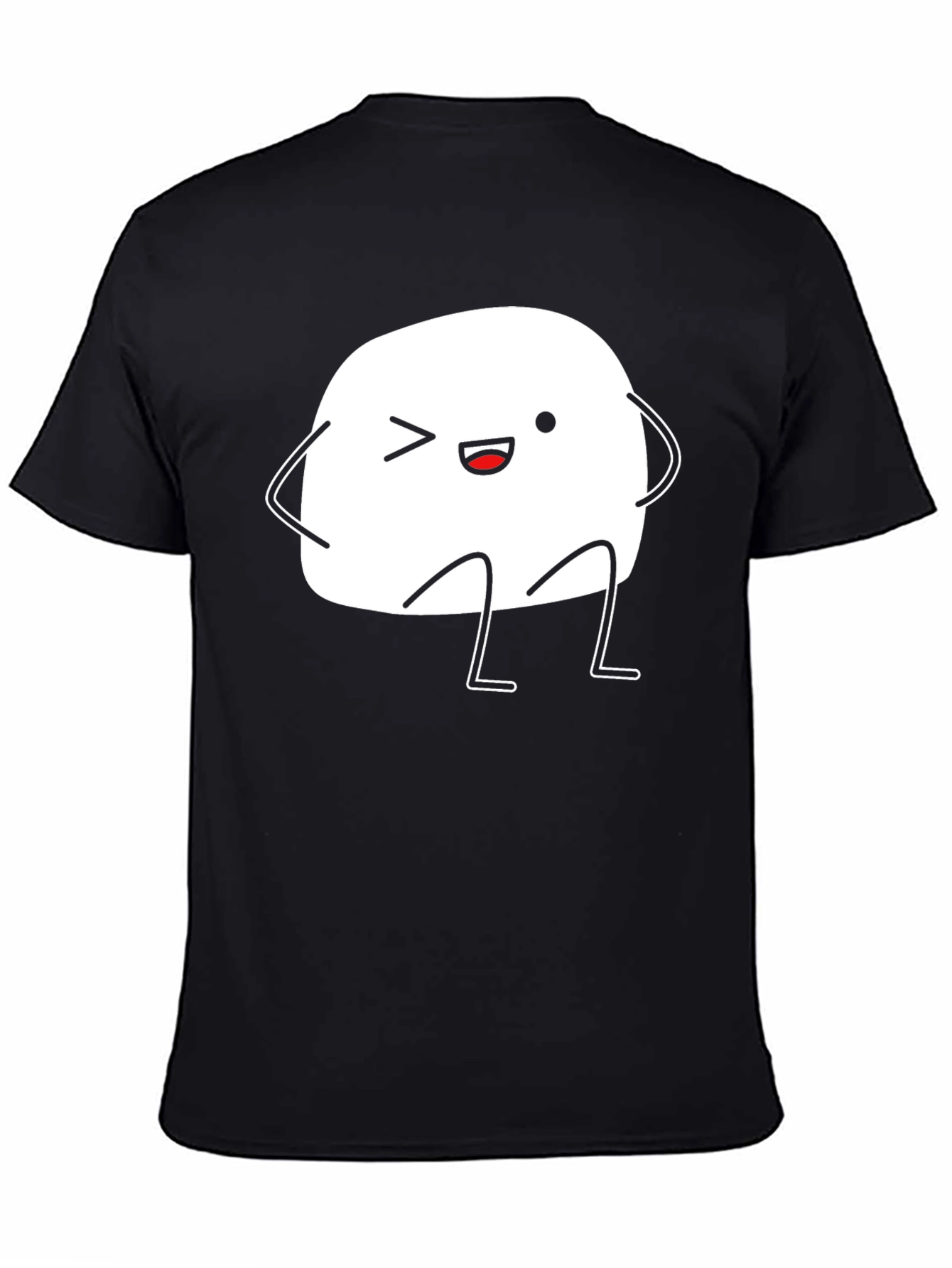 Cute Marshmallow Character Black T-Shirt