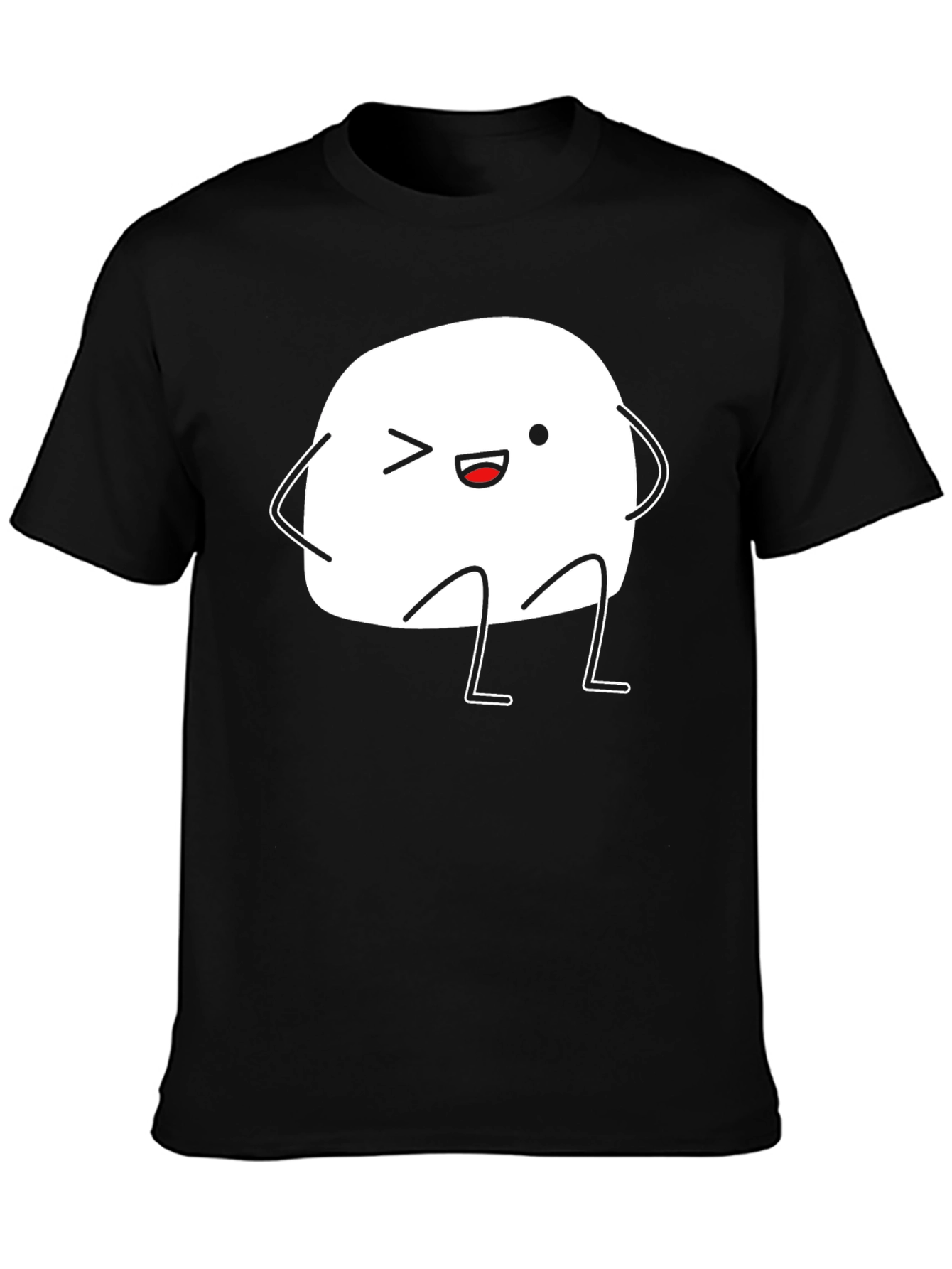Cute Marshmallow Character Black T-Shirt