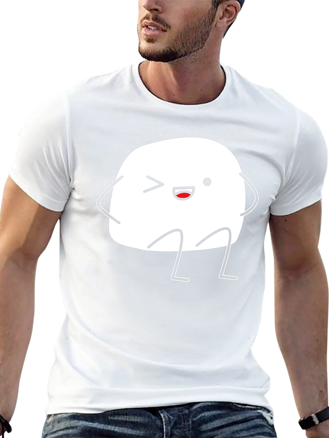 Cute Marshmallow Character Black T-Shirt