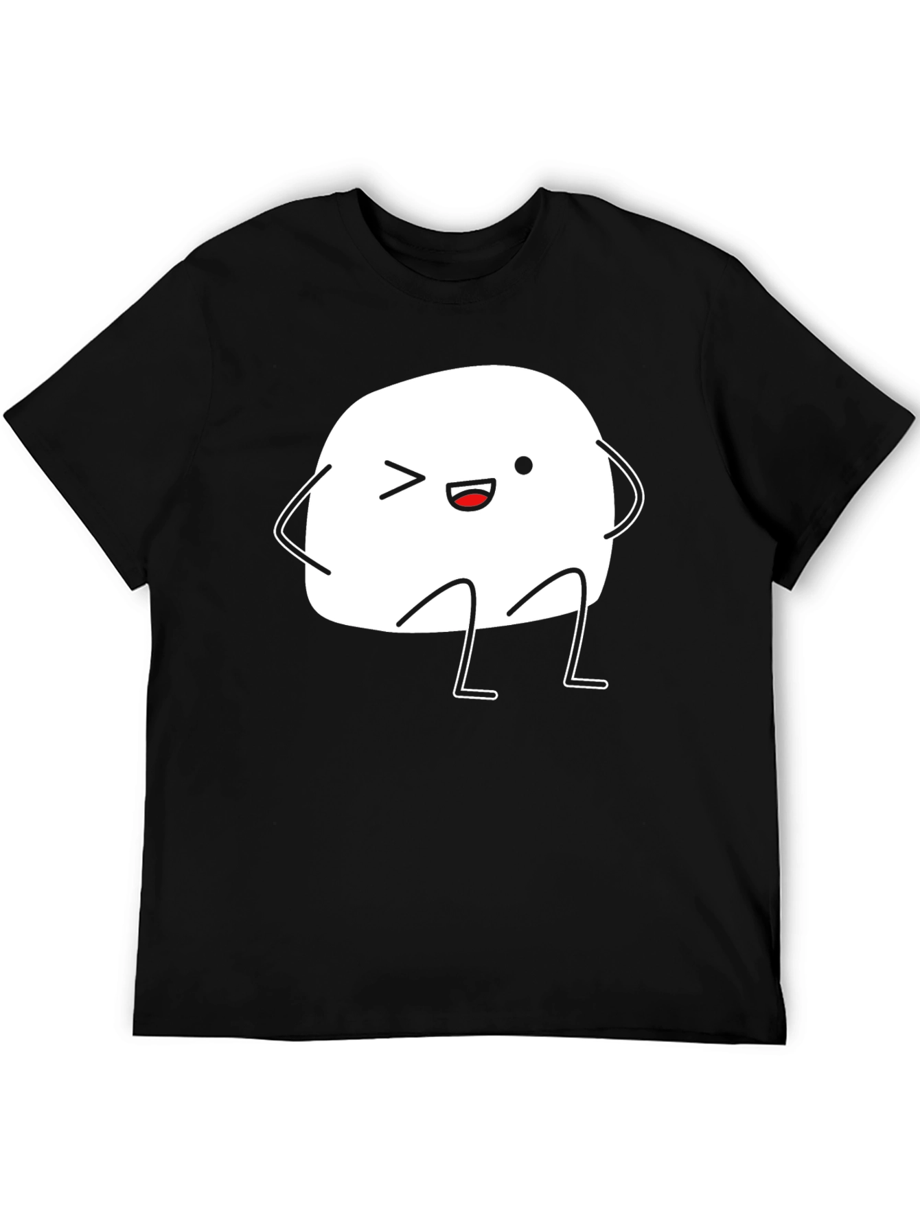 Cute Marshmallow Character Black T-Shirt