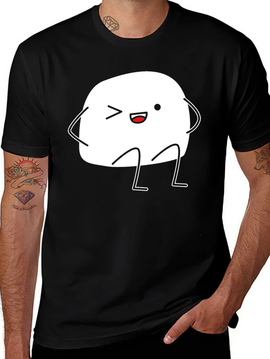 Cute Marshmallow Character Black T-Shirt