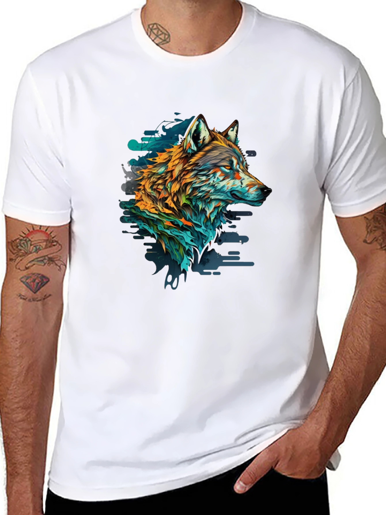 Wolf Graphic Print Black Tee