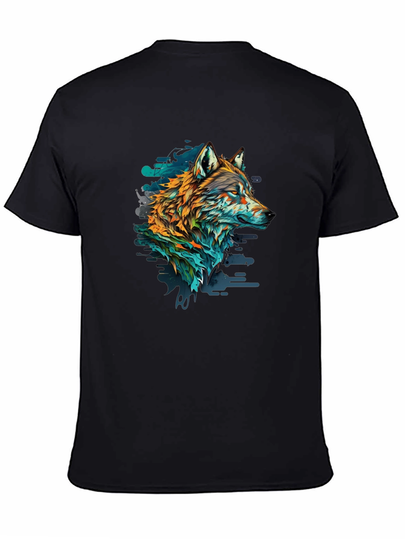 Wolf Graphic Print Black Tee