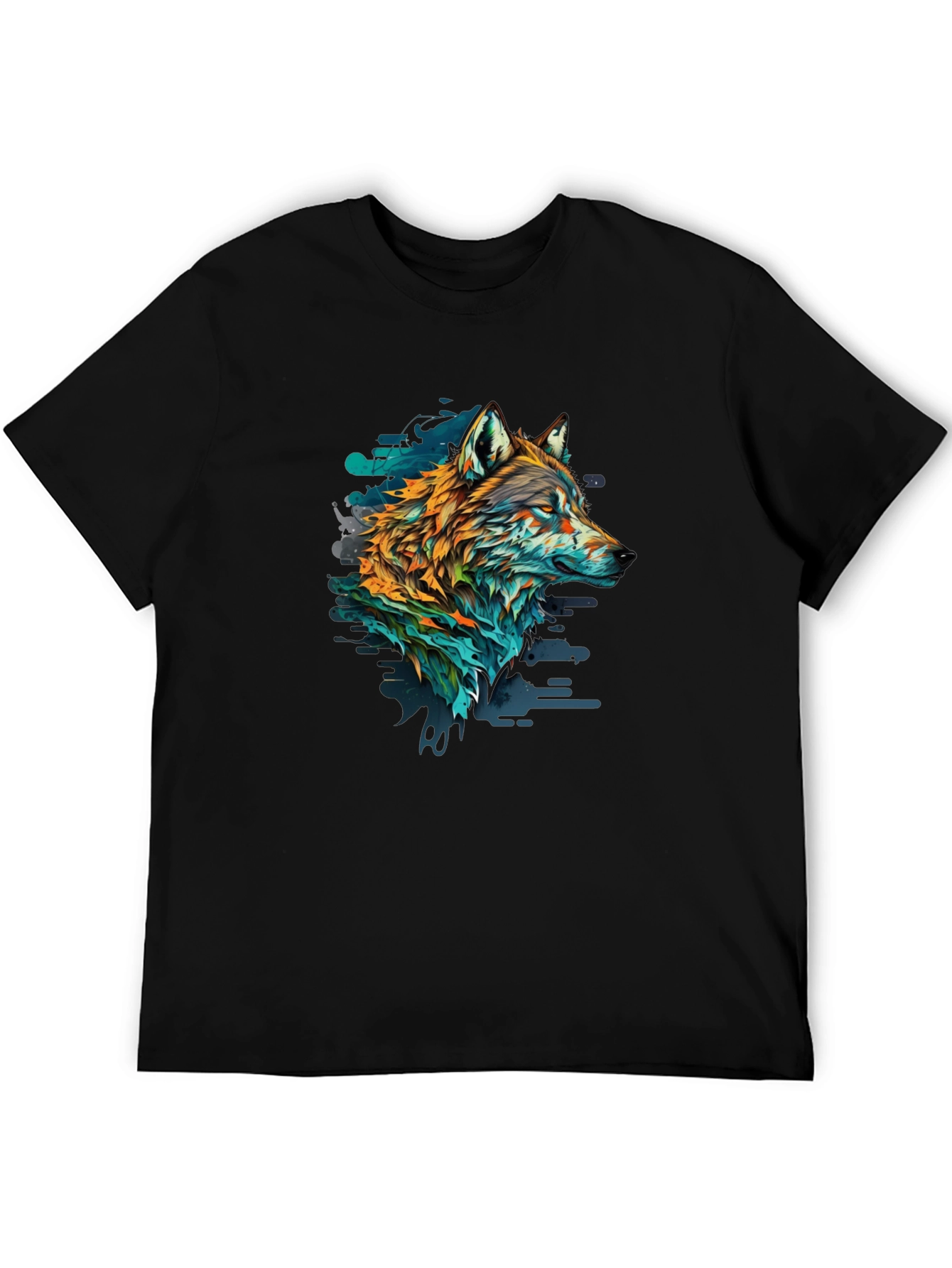 Wolf Graphic Print Black Tee