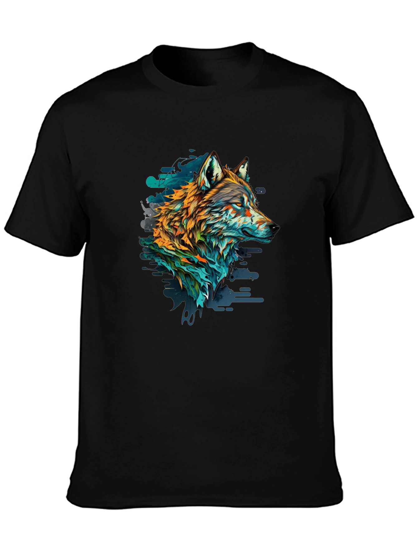 Wolf Graphic Print Black Tee