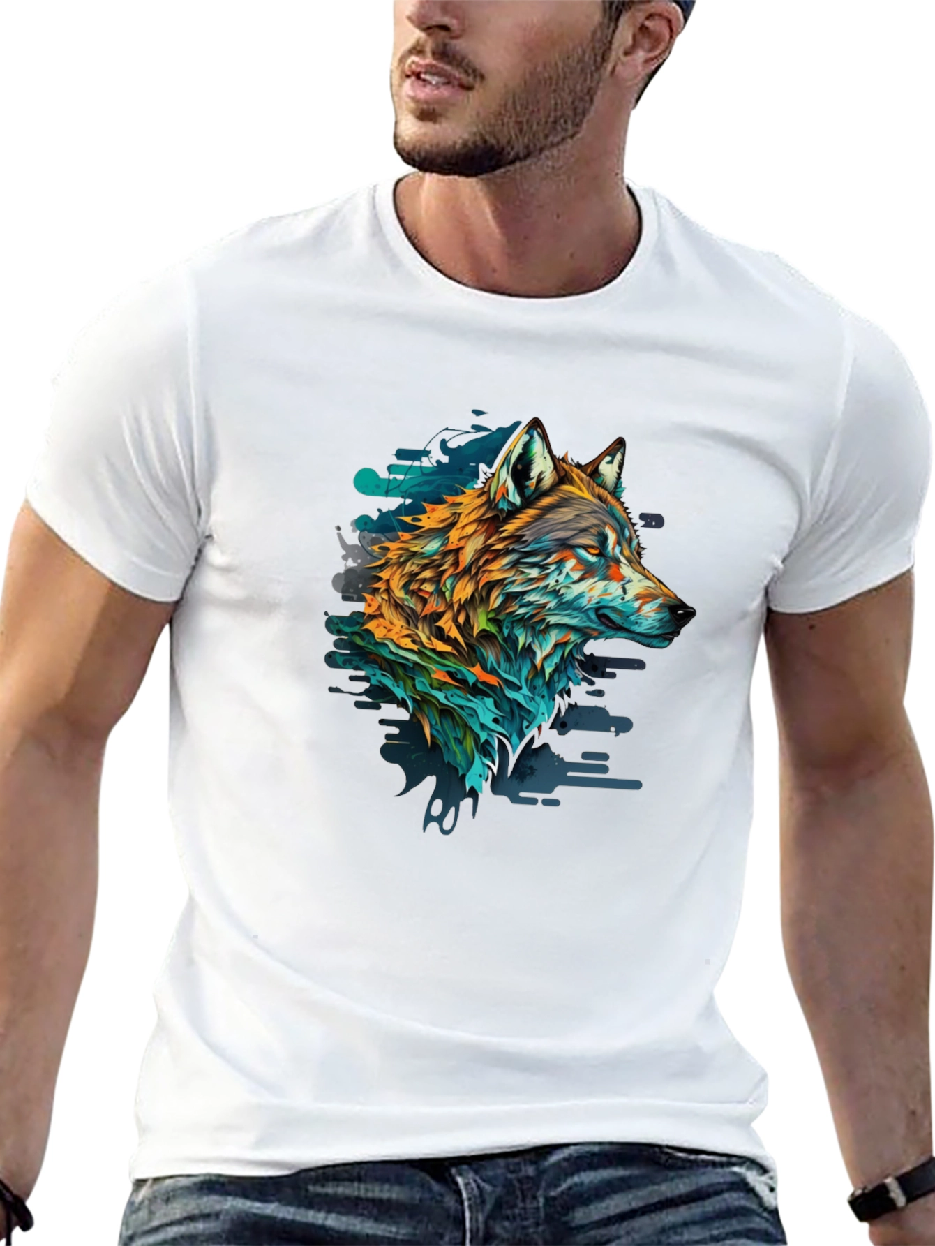 Wolf Graphic Print Black Tee