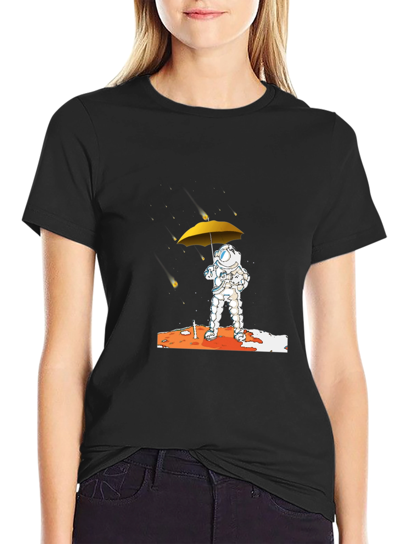 Astronaut Umbrella Graphic T-Shirt