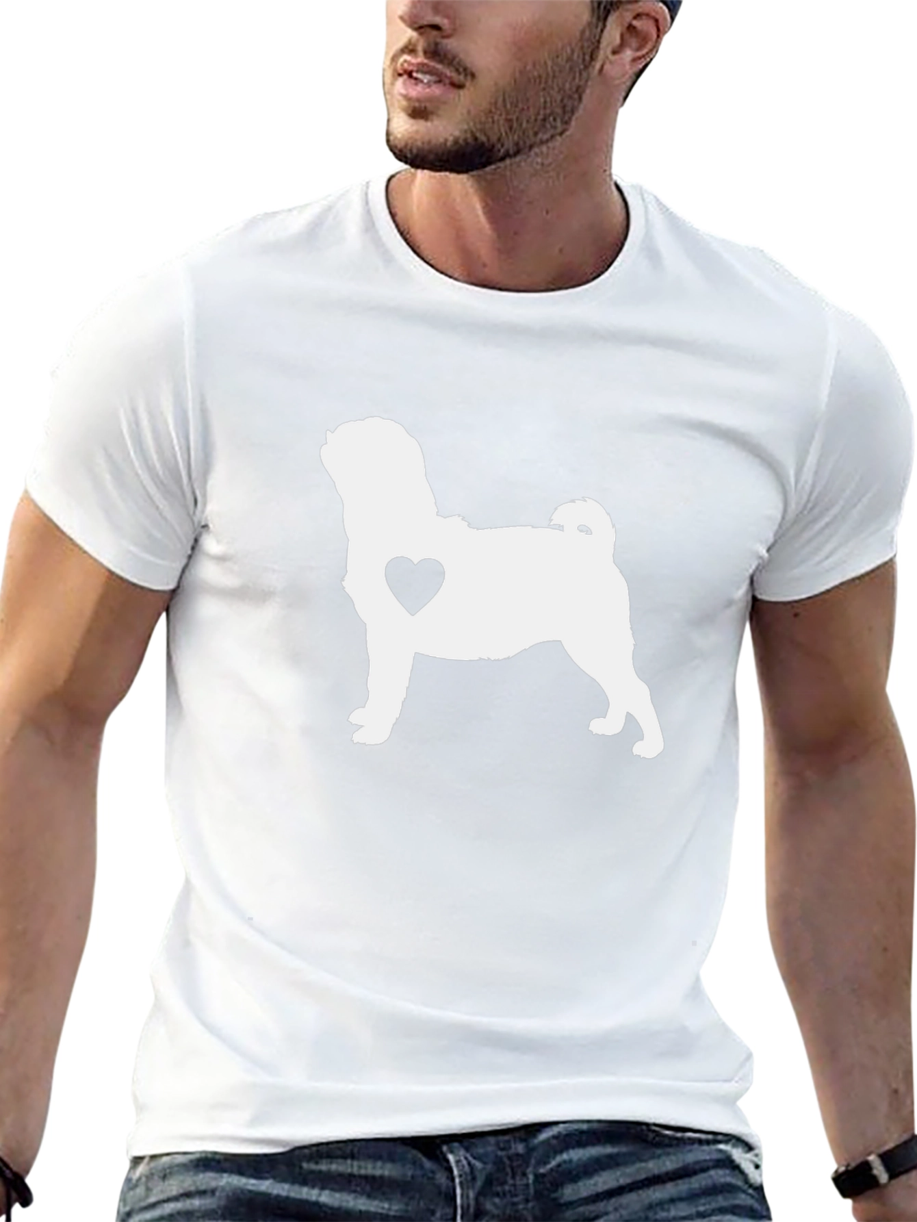 Pug Heart Graphic Tee - Black Cotton Shirt