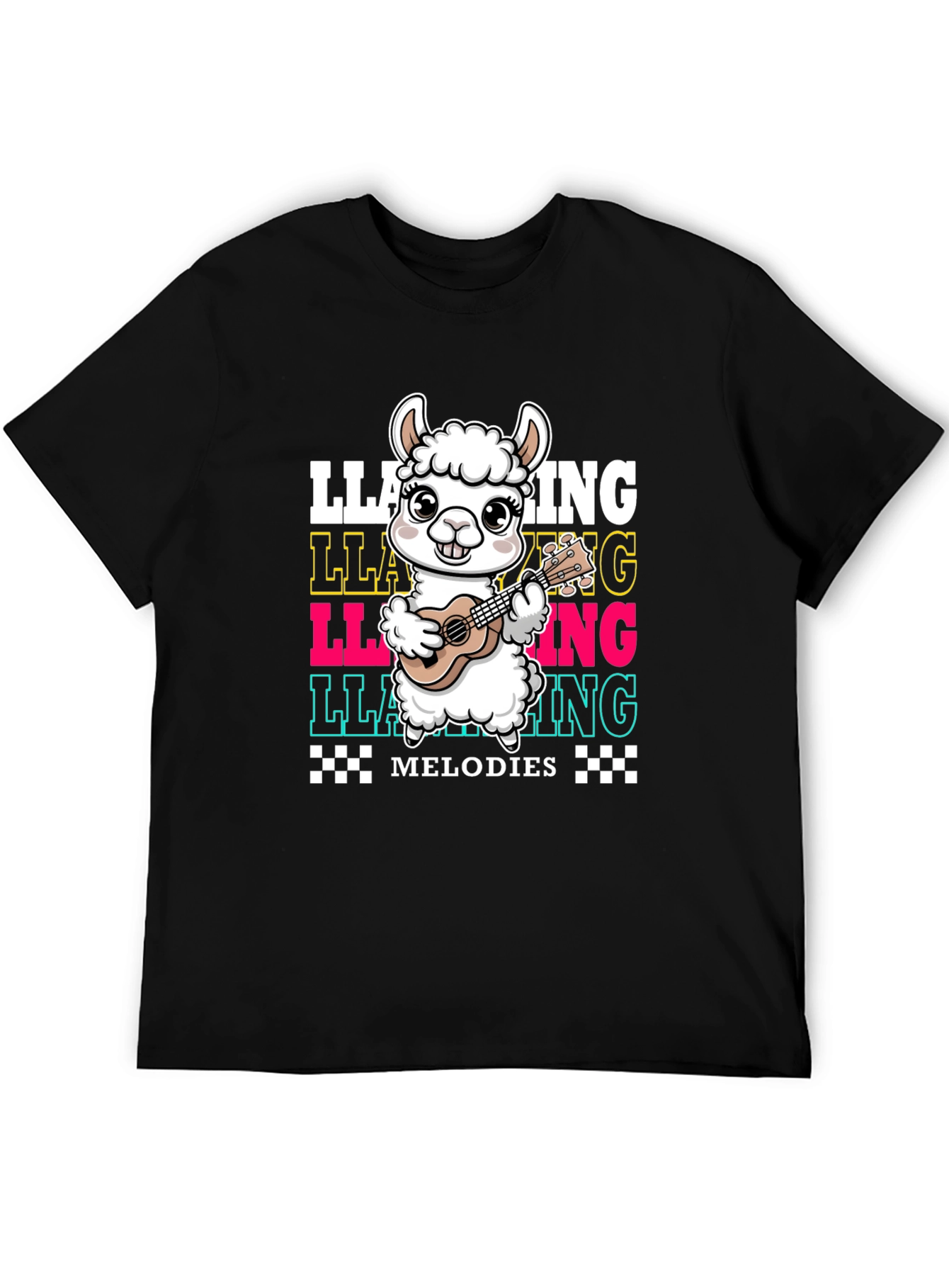 Llama Ukulele Melodies Graphic T-Shirt