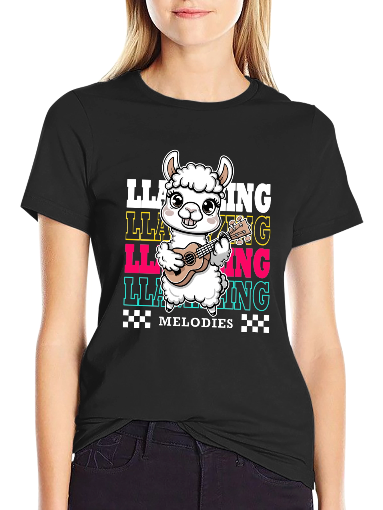 Llama Ukulele Melodies Graphic T-Shirt