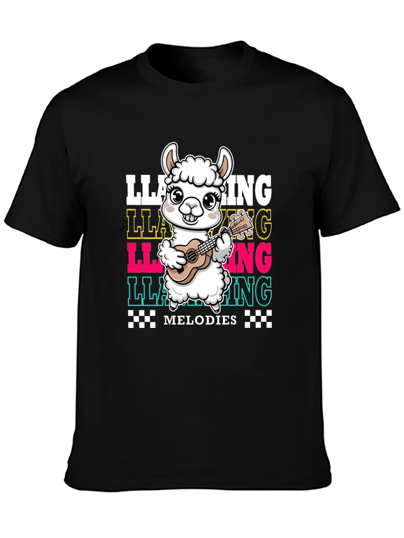 Llama Ukulele Melodies Graphic T-Shirt