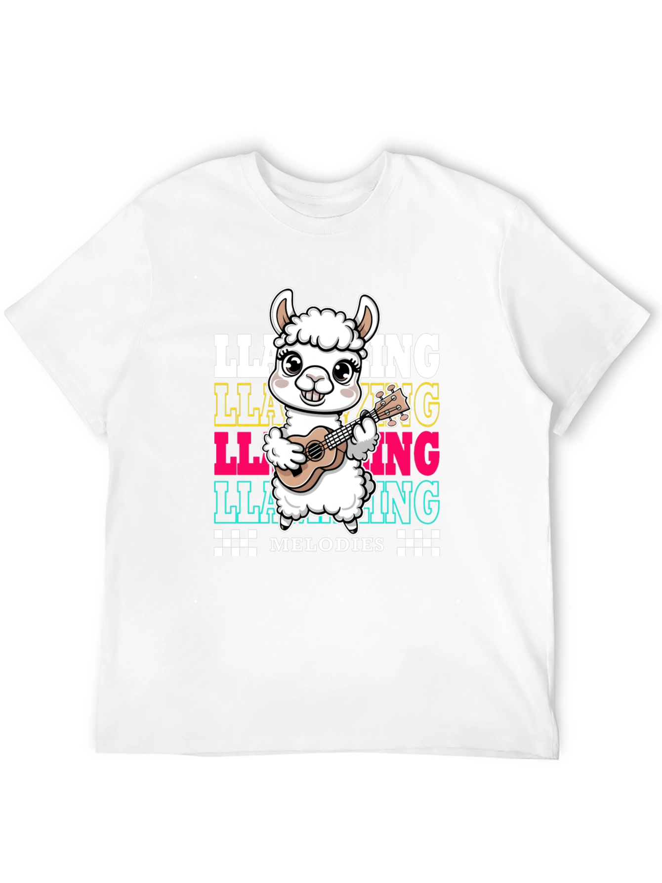 Llama Ukulele Melodies Graphic T-Shirt