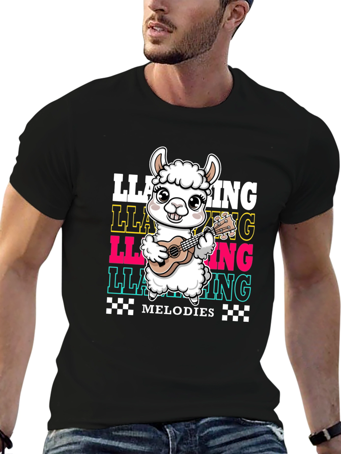 Llama Ukulele Melodies Graphic T-Shirt
