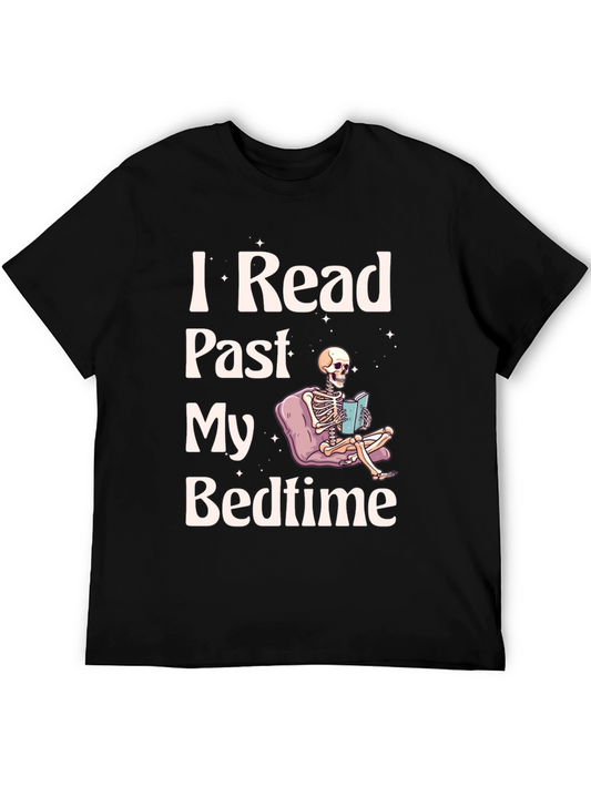 I Read Past My Bedtime Skeleton Black T-Shirt