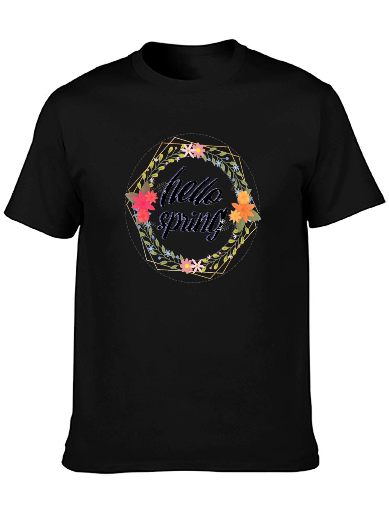 Hello Spring Graphic Tee - Modern Floral Design