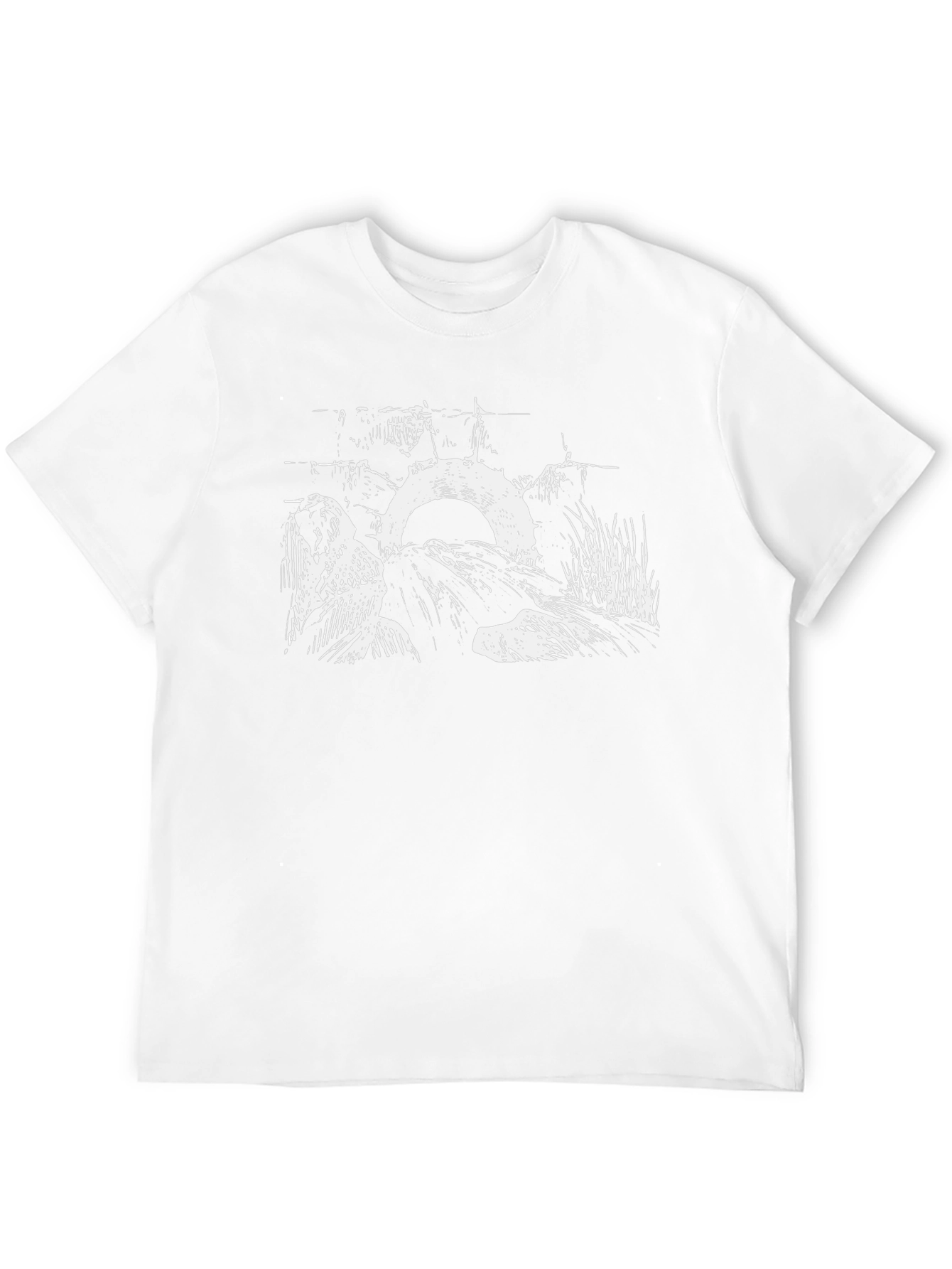 Black Graphic Tee: Abstract Nature Scene