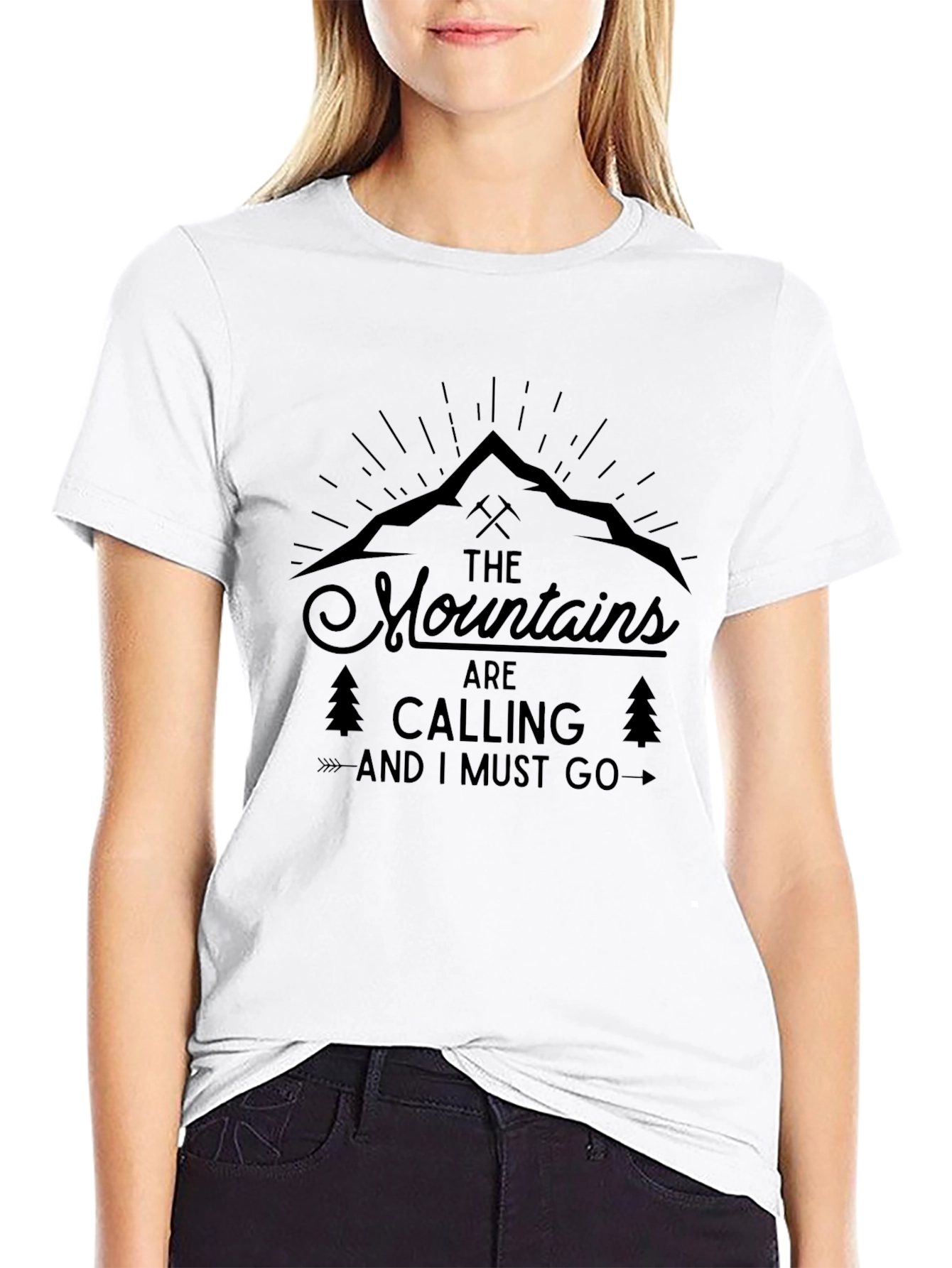 Mountains Are Calling Black Graphic Tee