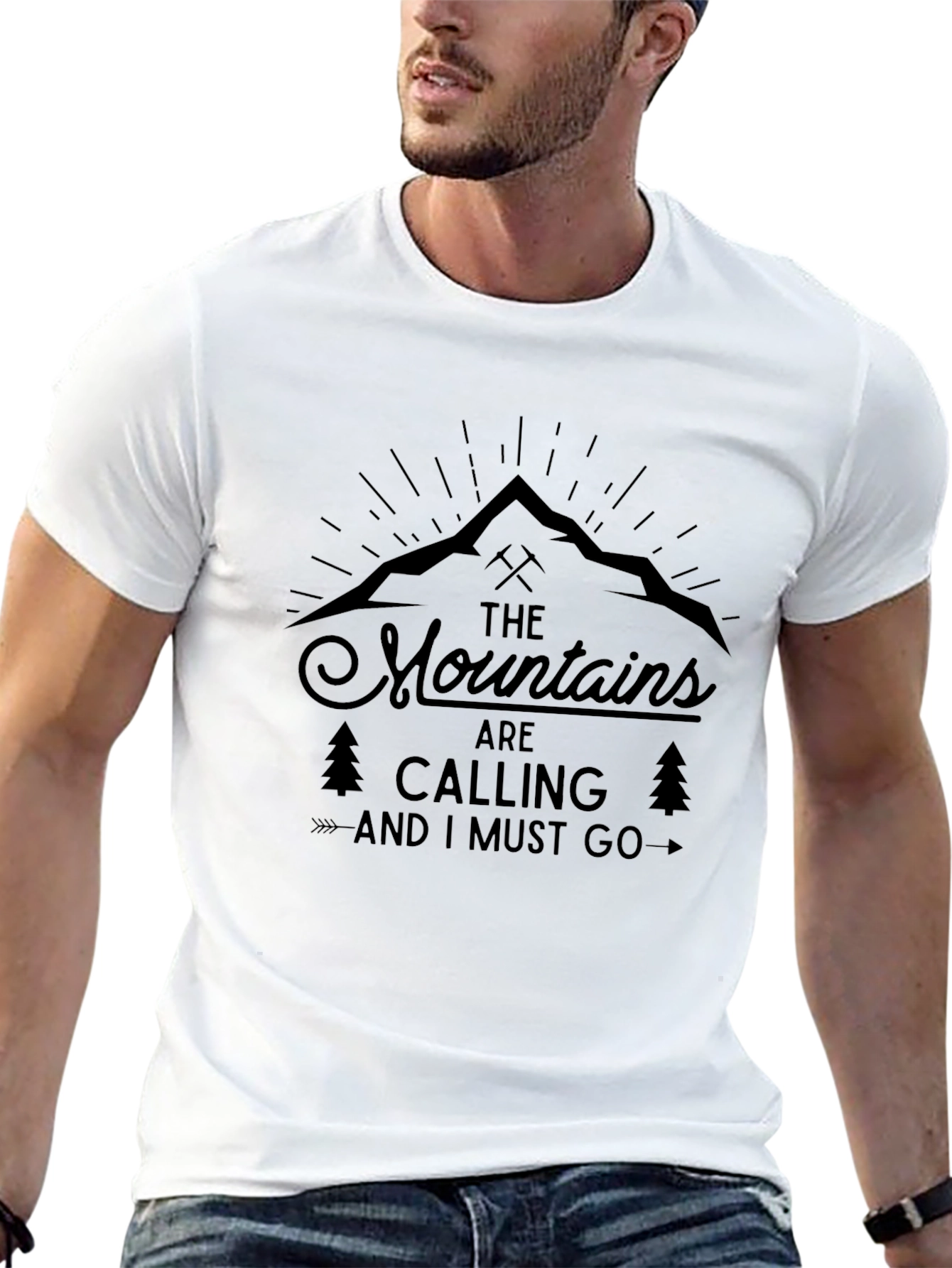 Mountains Are Calling Black Graphic Tee