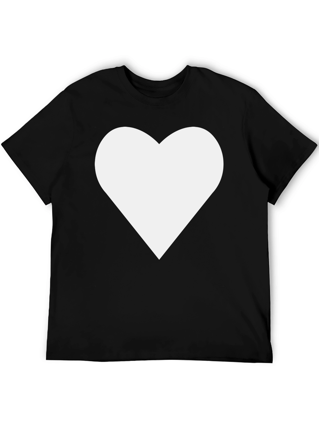 Black Tee with White Heart Graphic