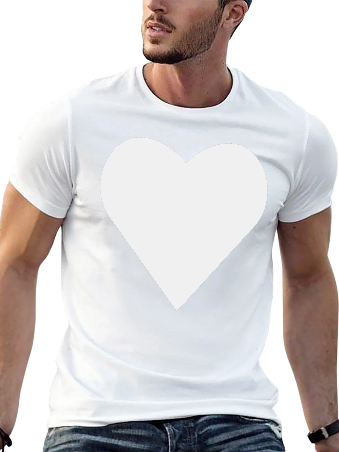 Black Tee with White Heart Graphic