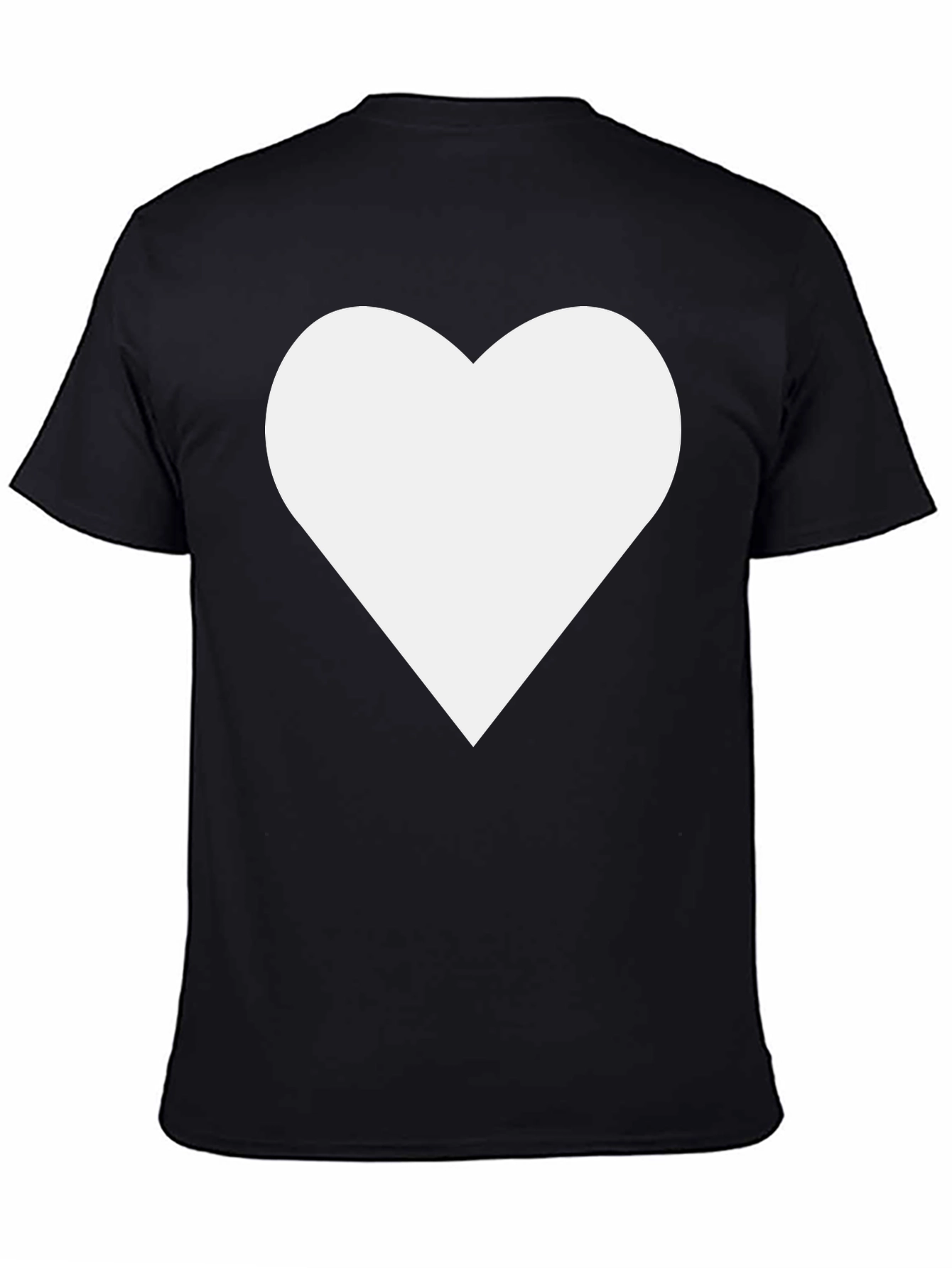 Black Tee with White Heart Graphic