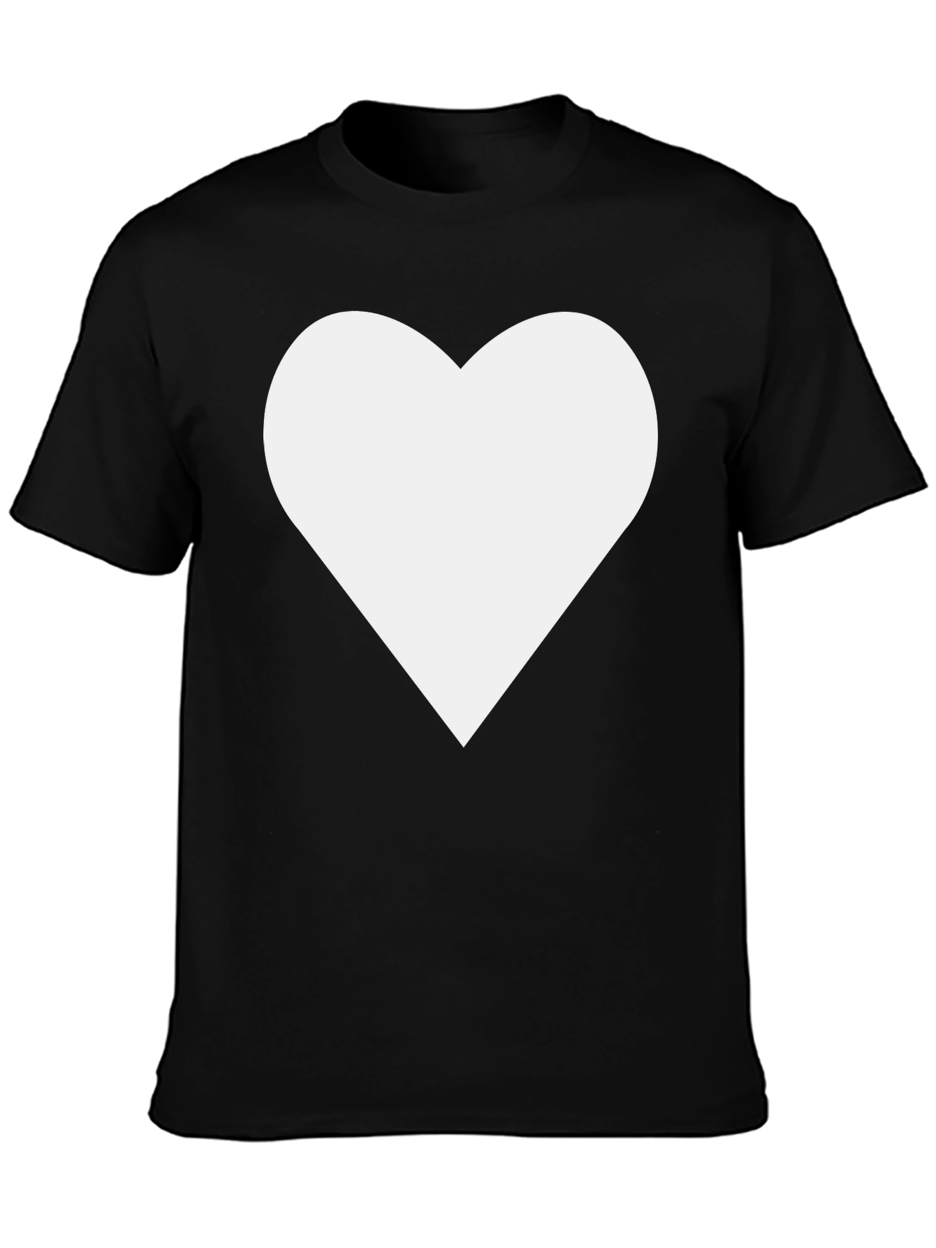 Black Tee with White Heart Graphic