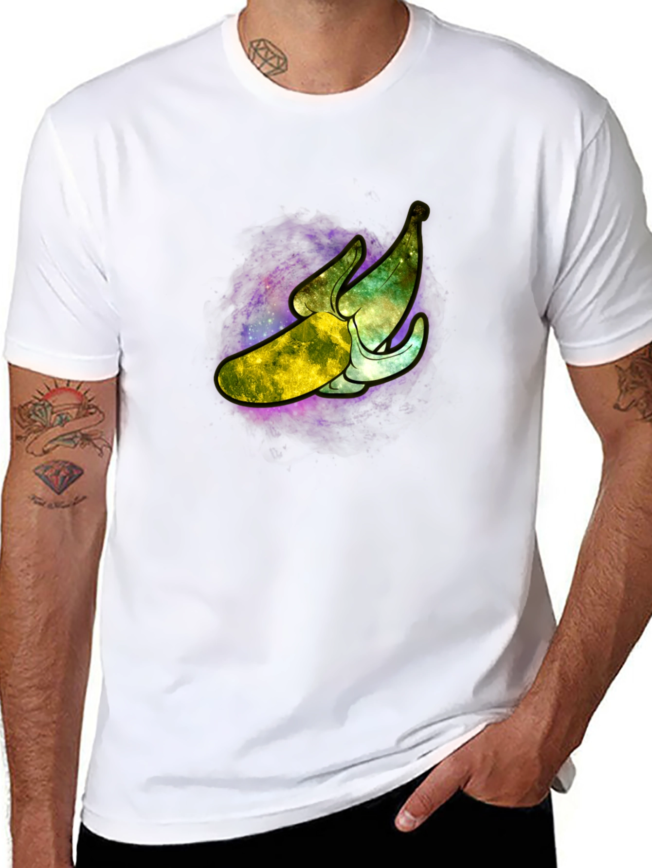 Galaxy Banana Graphic T-Shirt - Cosmic Fruit Tee