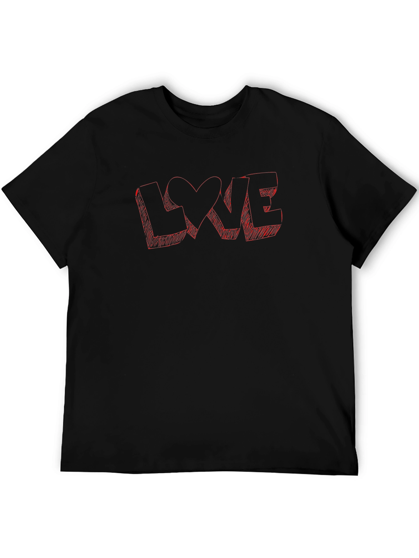 Love Sketch Graphic Black T-Shirt